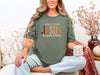 Fall for Jesus graphic tee in moss color, featuring a cozy design perfect for autumn and showcasing faith in Jesus.
