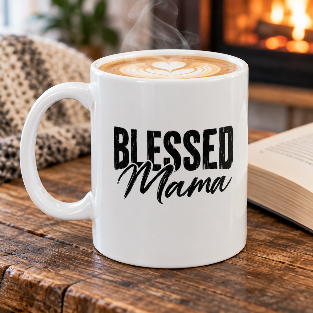 Blessed Mama Ceramic Mug - White