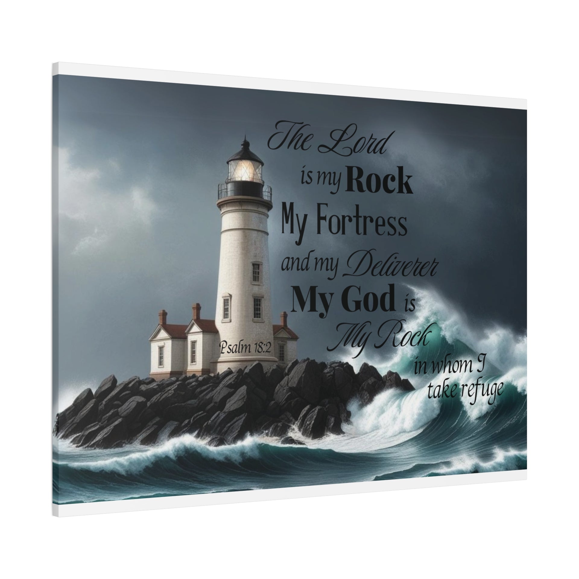 Psalm 18:2 Lighthouse Matte Canvas Wall Art - My Faith My Father