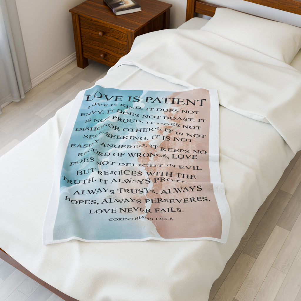 Love Is Patient Velveteen Plush Blanket - My Faith My Father