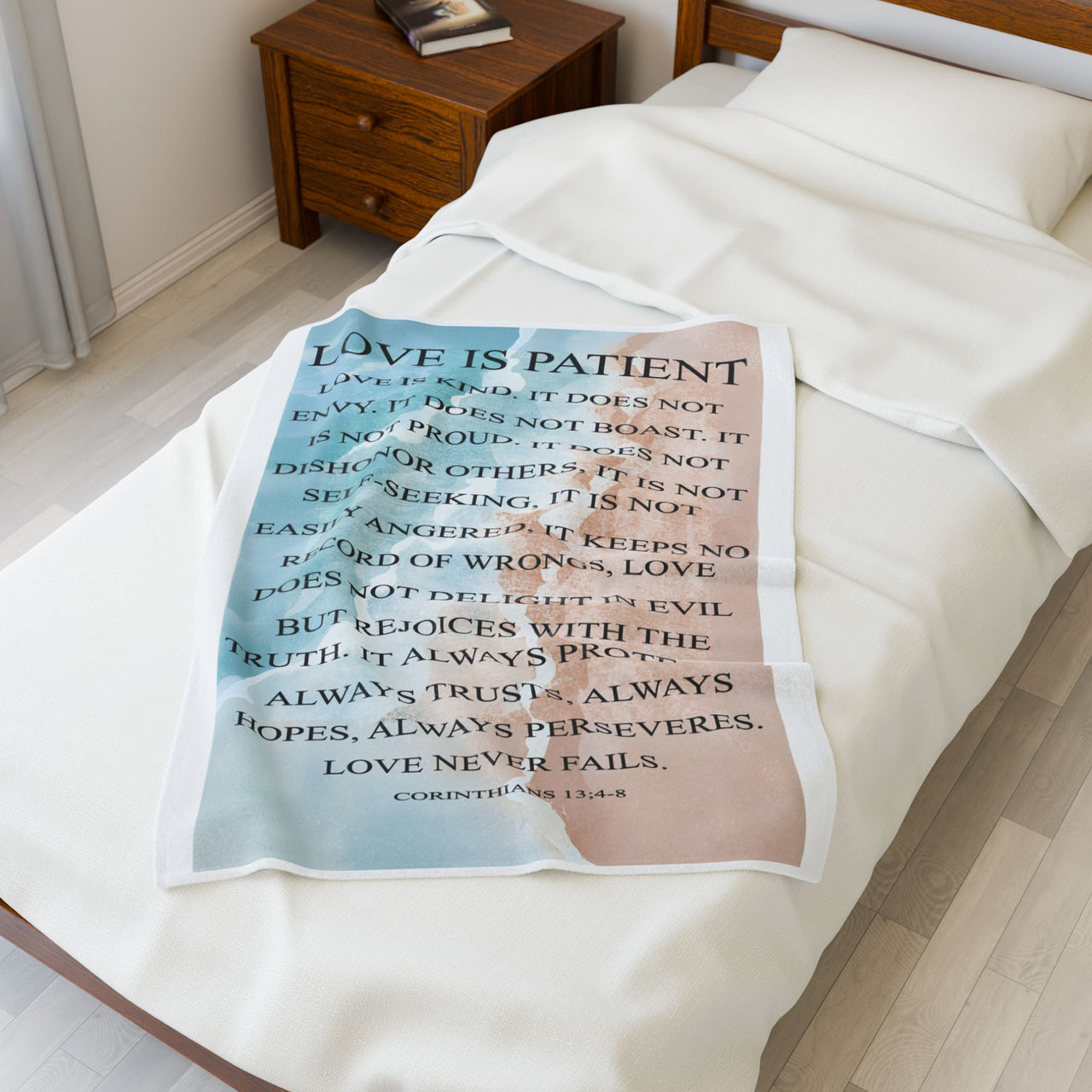 Love Is Patient Velveteen Plush Blanket