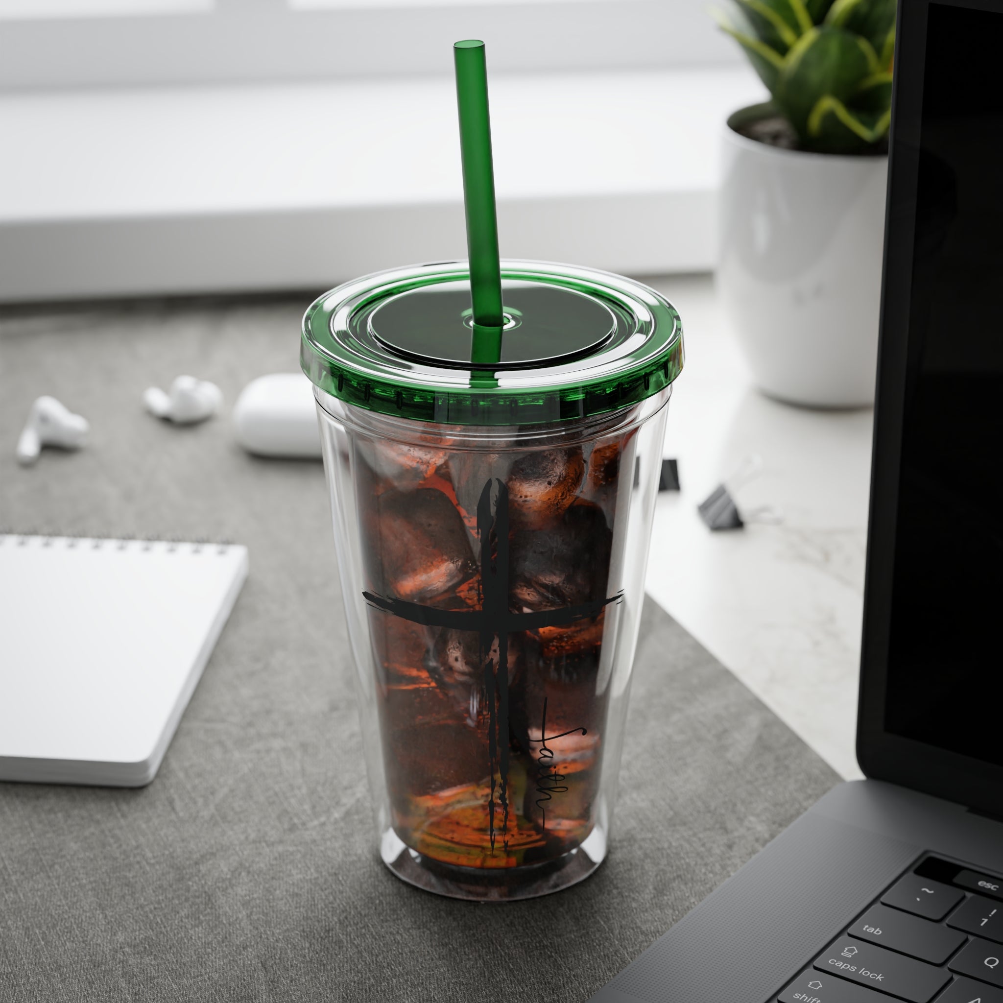 Cross With Faith Sunsplash 16oz Tumbler with Straw