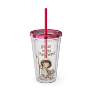 Jesus Is My Shepherd Sunsplash 16oz Tumbler With Straw - My Faith My Father