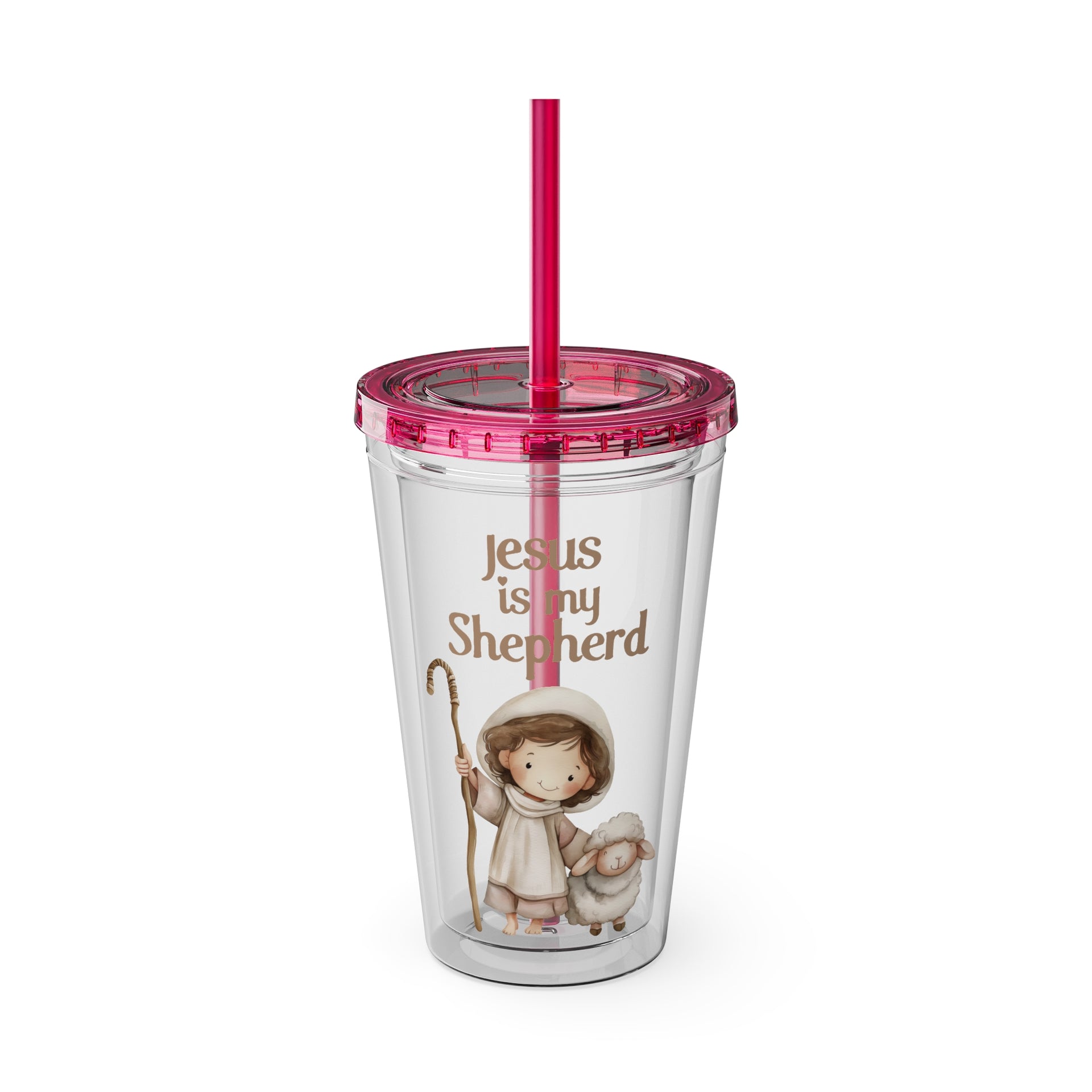 Jesus Is My Shepherd Sunsplash 16oz Tumbler With Straw - My Faith My Father