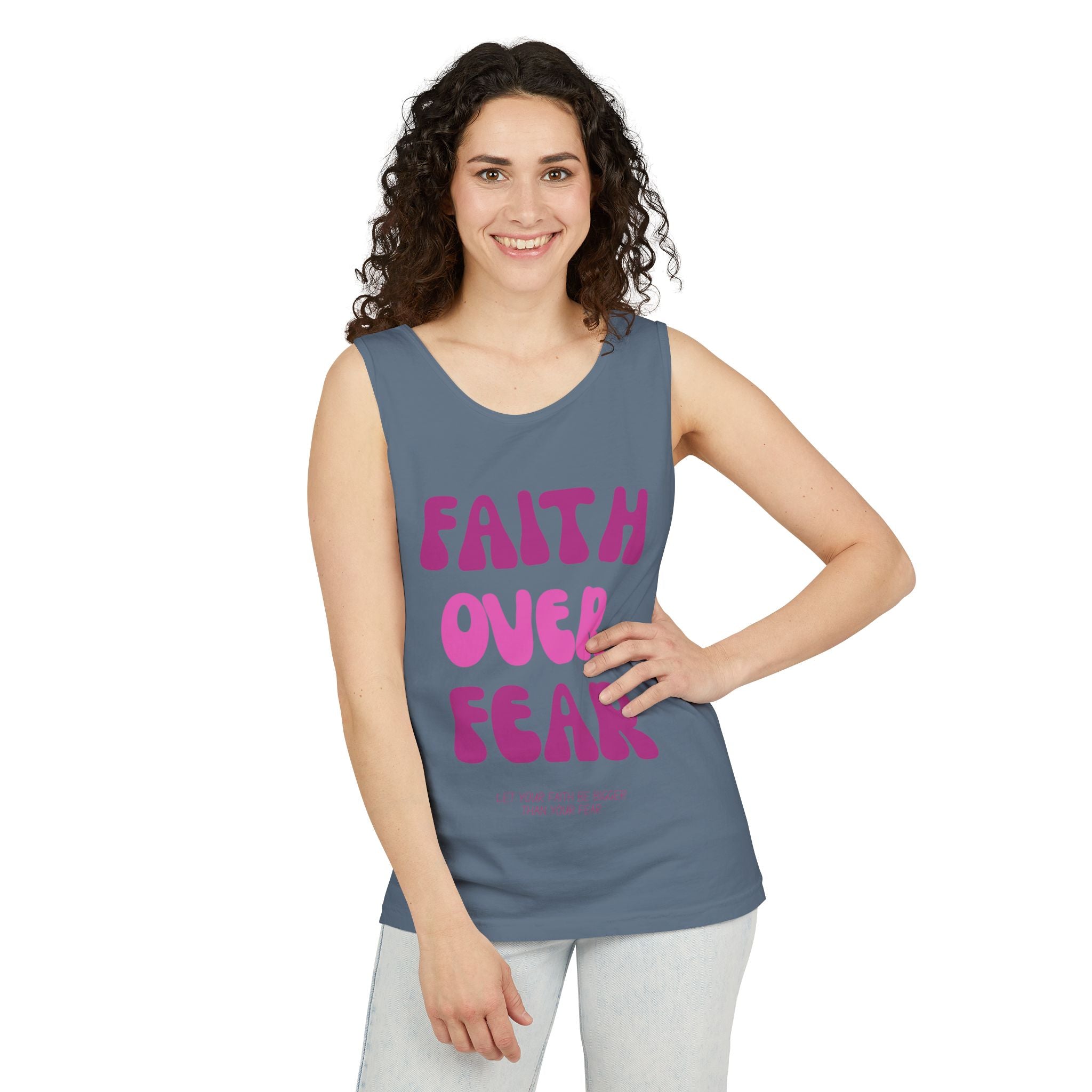 Faith Over Fear Relaxed Fit Tank Top, Inspirational Tee, Motivational Apparel, Summer Fashion, Gift for Her, Unisex Shirt
