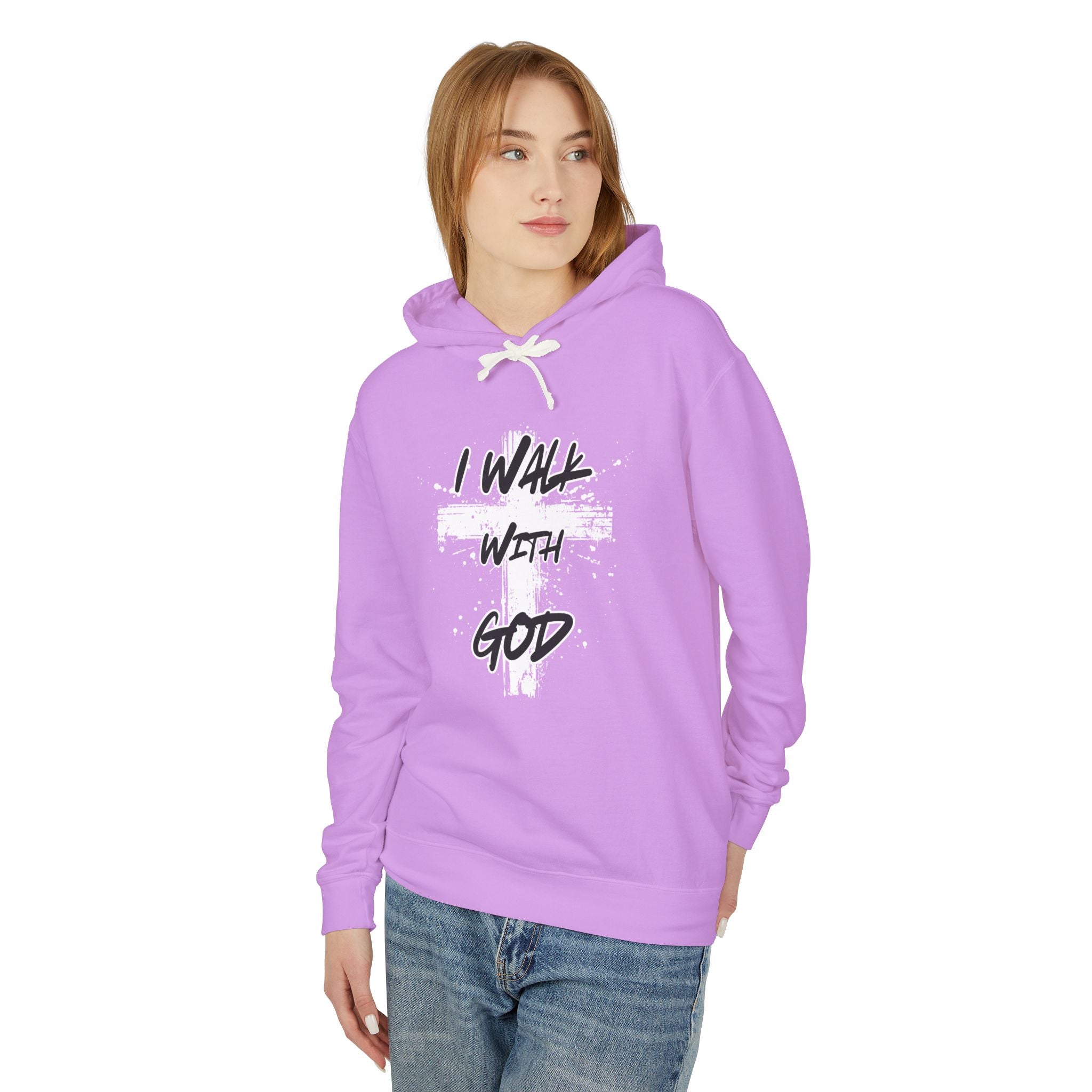 I Walk With God Unisex Relaxed Fit Lightweight Hooded Sweatshirt