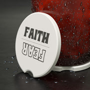 Faith Over Fear Soapstone Car Coaster - My Faith My Father