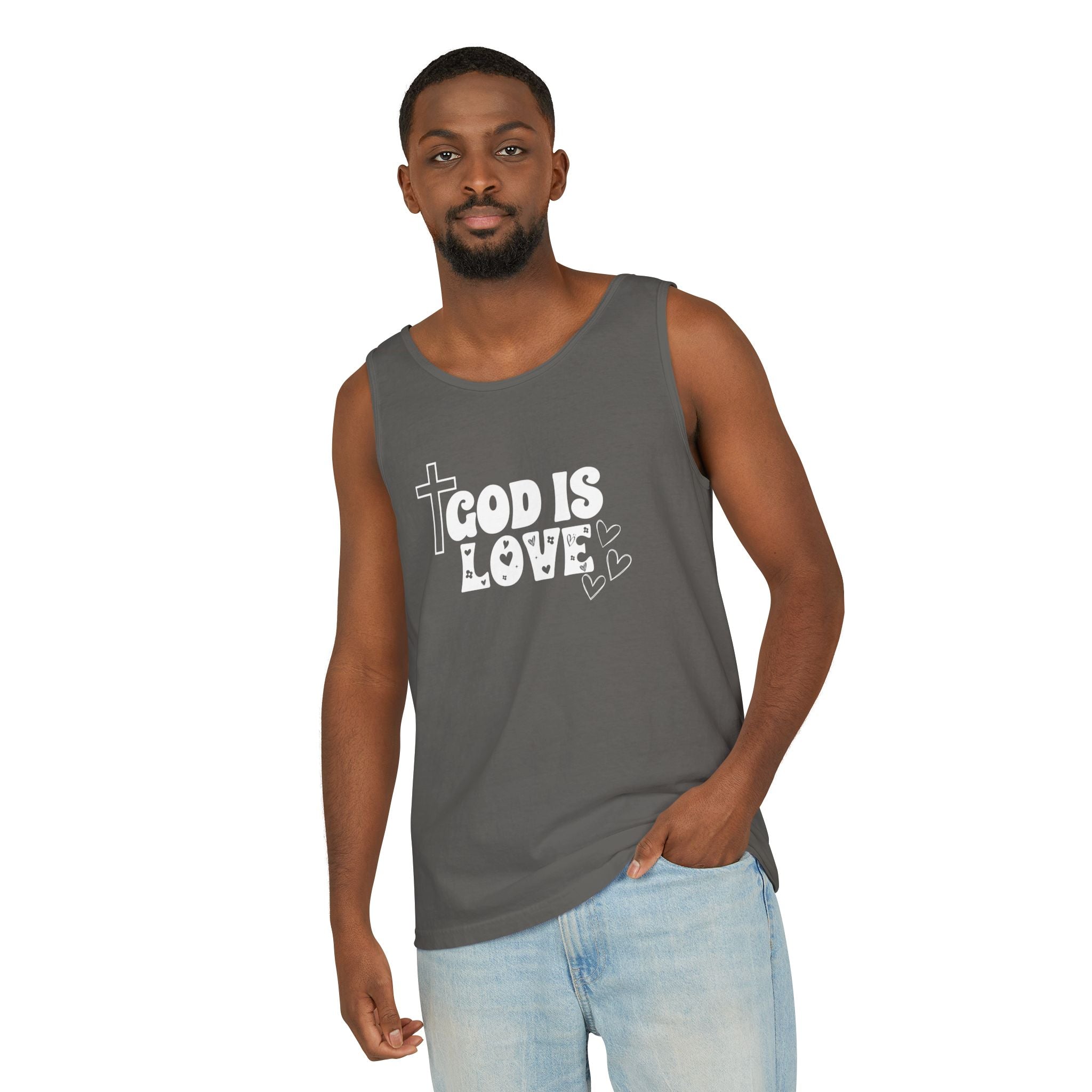 God is Love Unisex Relaxed Fit Tank Top, Religious Tank Top for Men and Women, Christian Faith Apparel, Inspirational Gift,