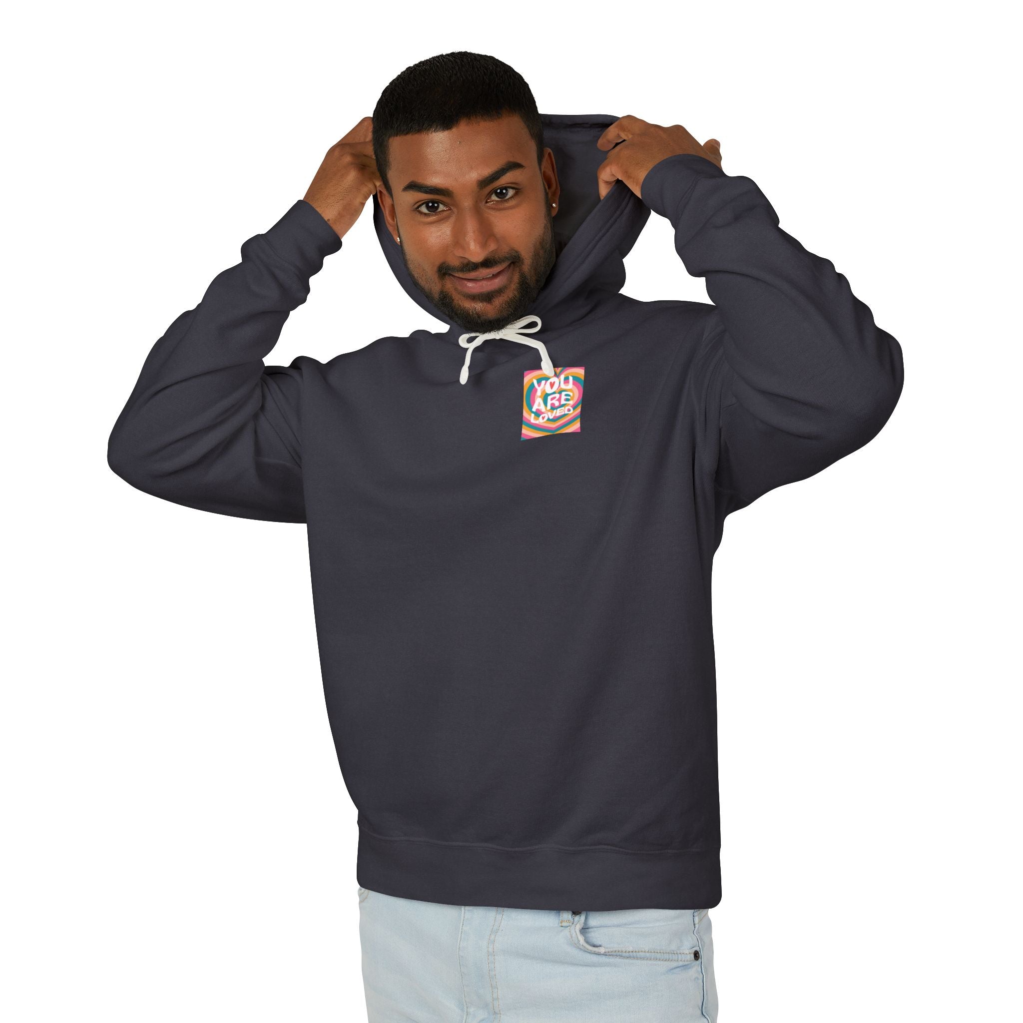 You Are Loved Retro, Unisex, Relaxed Fit, Lightweight Hooded Sweatshirt