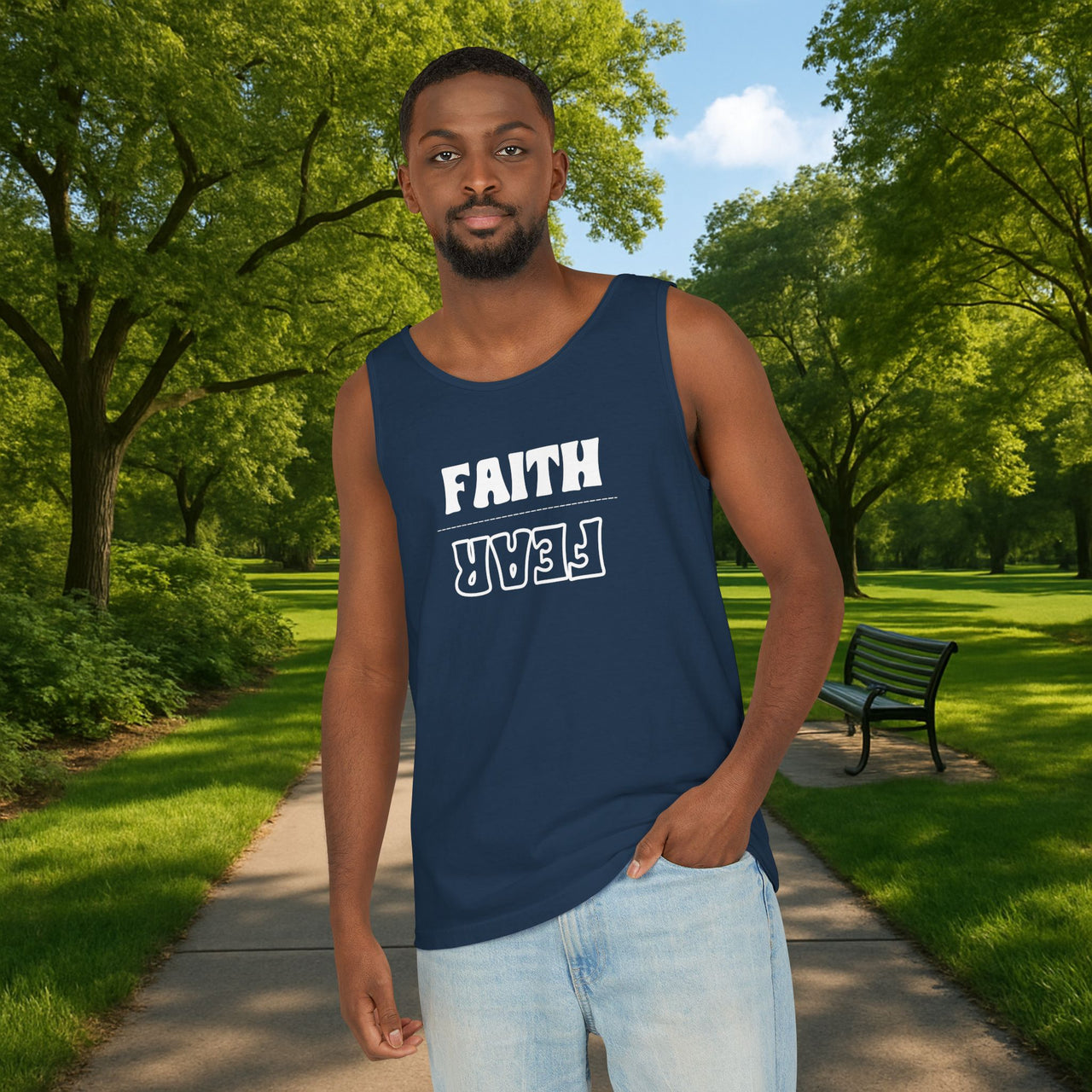 Faith Over Fear Unisex Relaxed Fit Tank Top - My Faith My Father