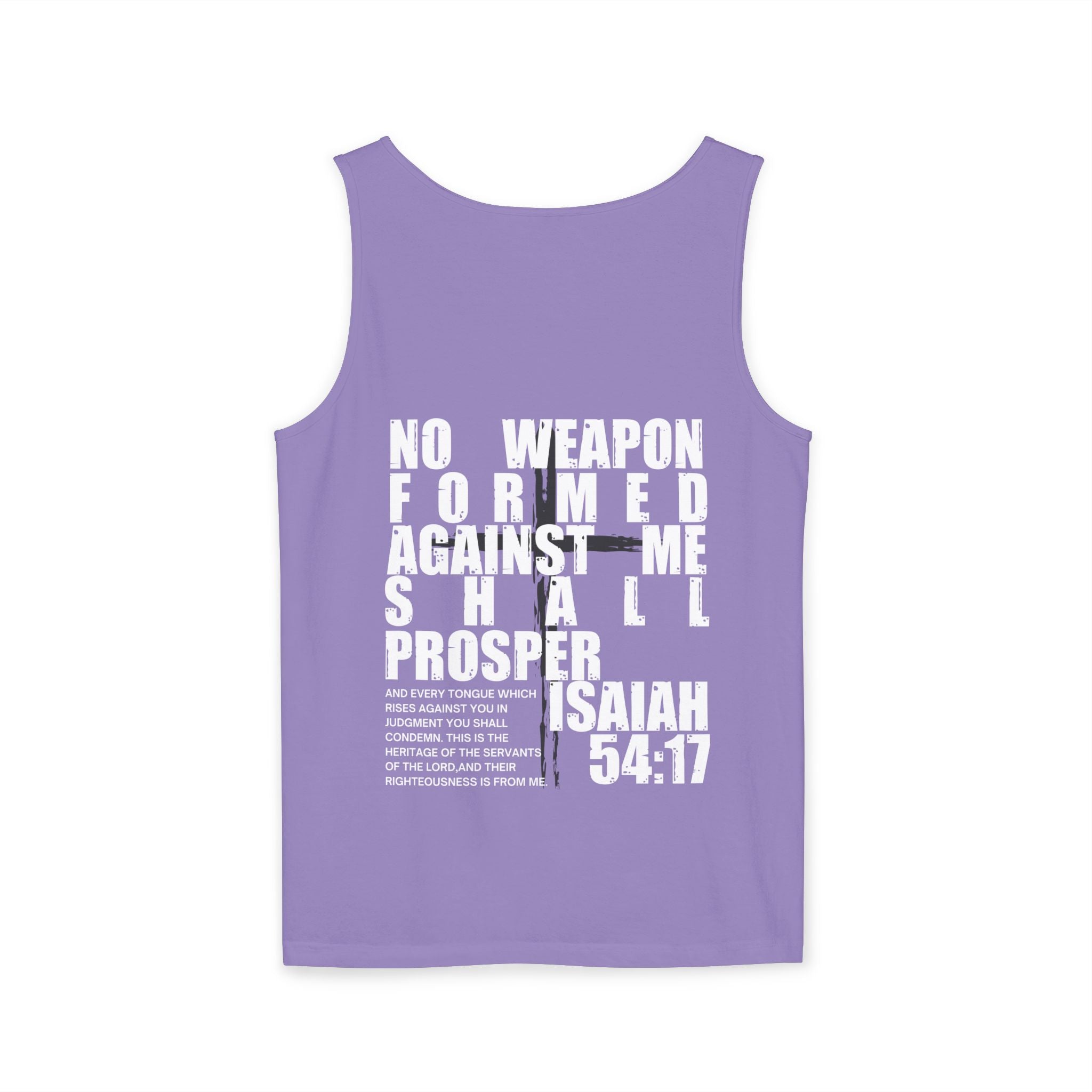 Isaiah 54:17 No Weapon Formed Against Me Relaxed Fit Tank Top, Unisex Muscle Tee, Christian Shirt, Inspirational Tank, Sleeveless Top,