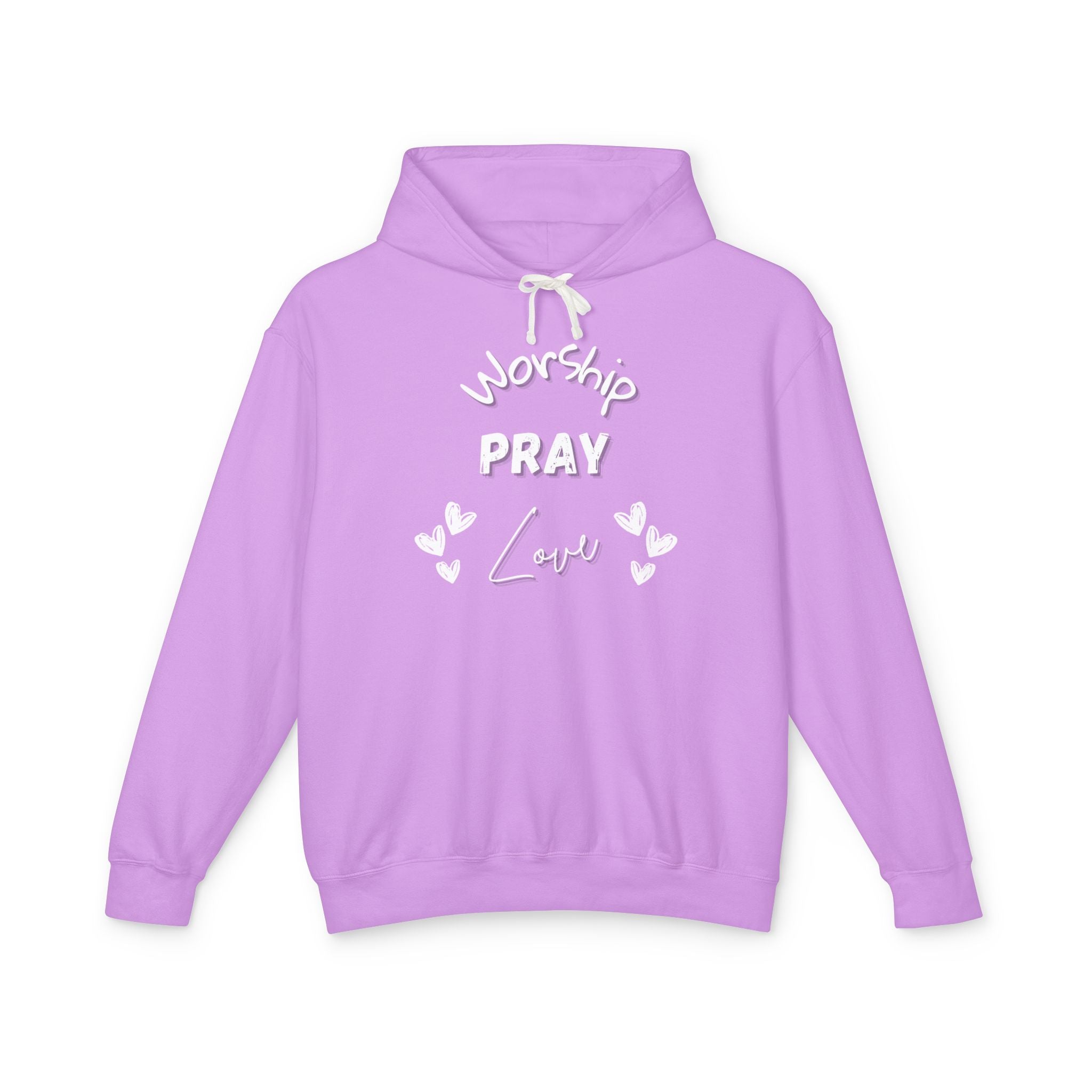 Worship, Pray, Love Unisex Lightweight Hooded Sweatshirt