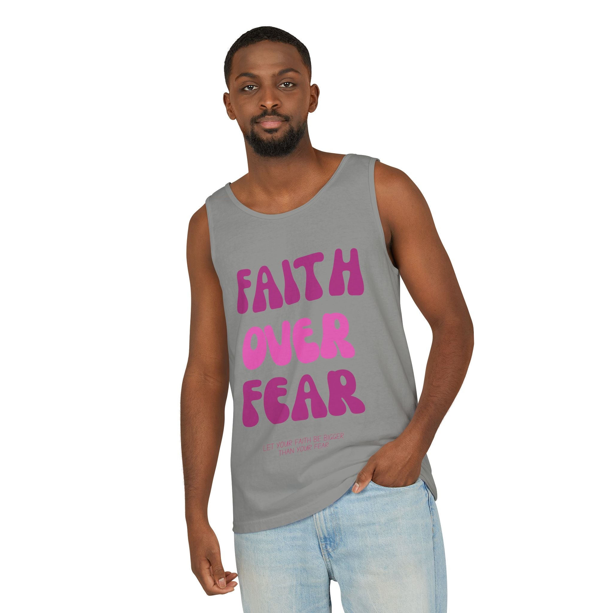 Faith Over Fear Relaxed Fit Tank Top, Inspirational Tee, Motivational Apparel, Summer Fashion, Gift for Her, Unisex Shirt