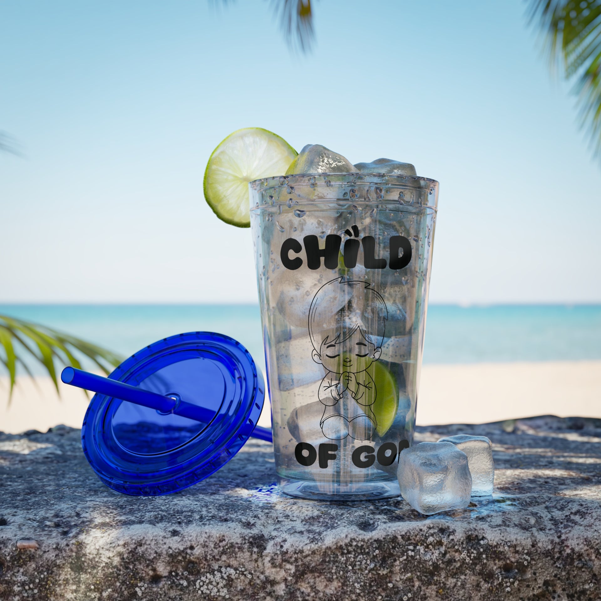 Child of God (Boy) Sunsplash 16oz Tumbler With Straw - My Faith My Father