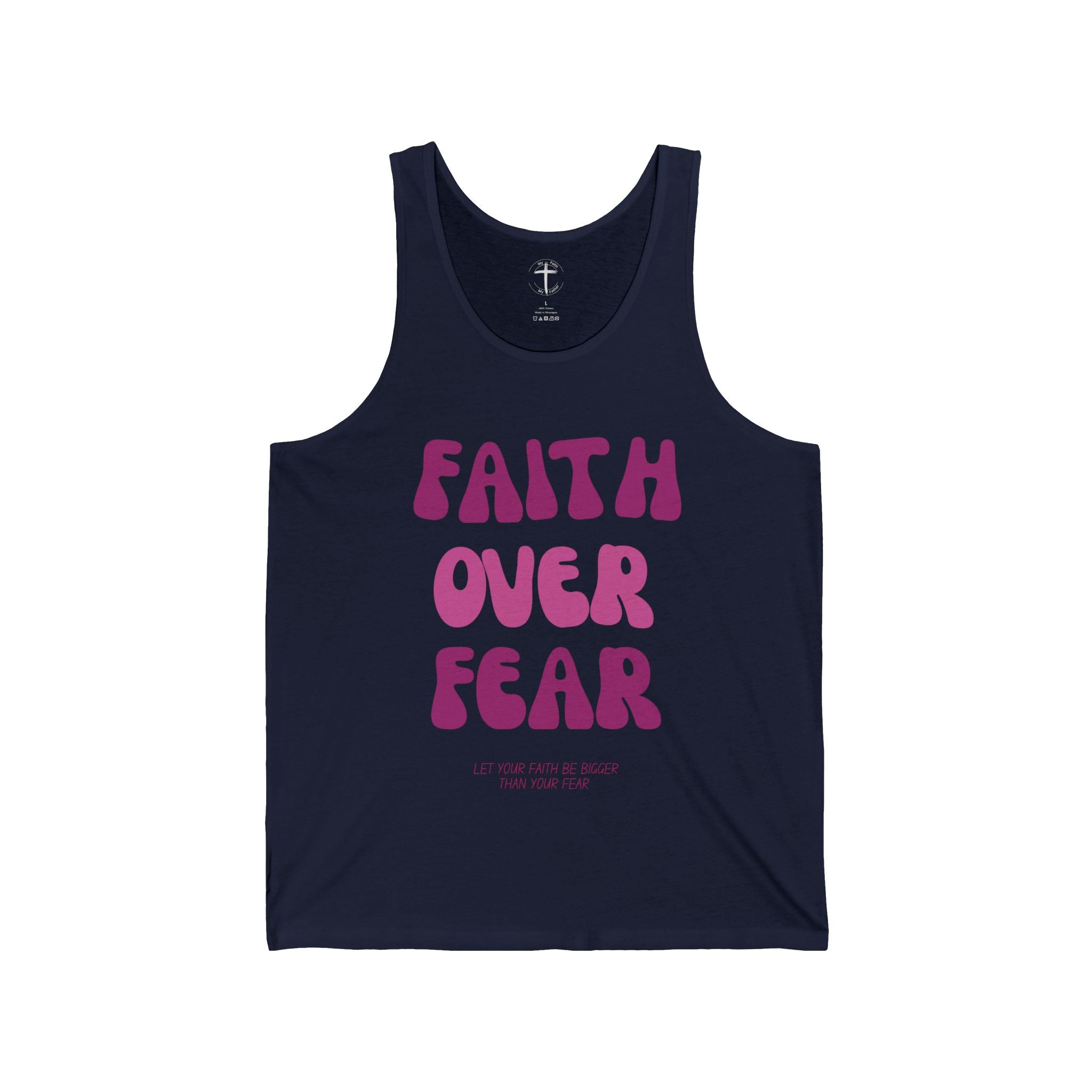 Faith Over Fear Unisex Jersey Tank Top, Inspirational Tank, Motivational Workout Shirt, Summer Casual Wear, Gift for Encouragement