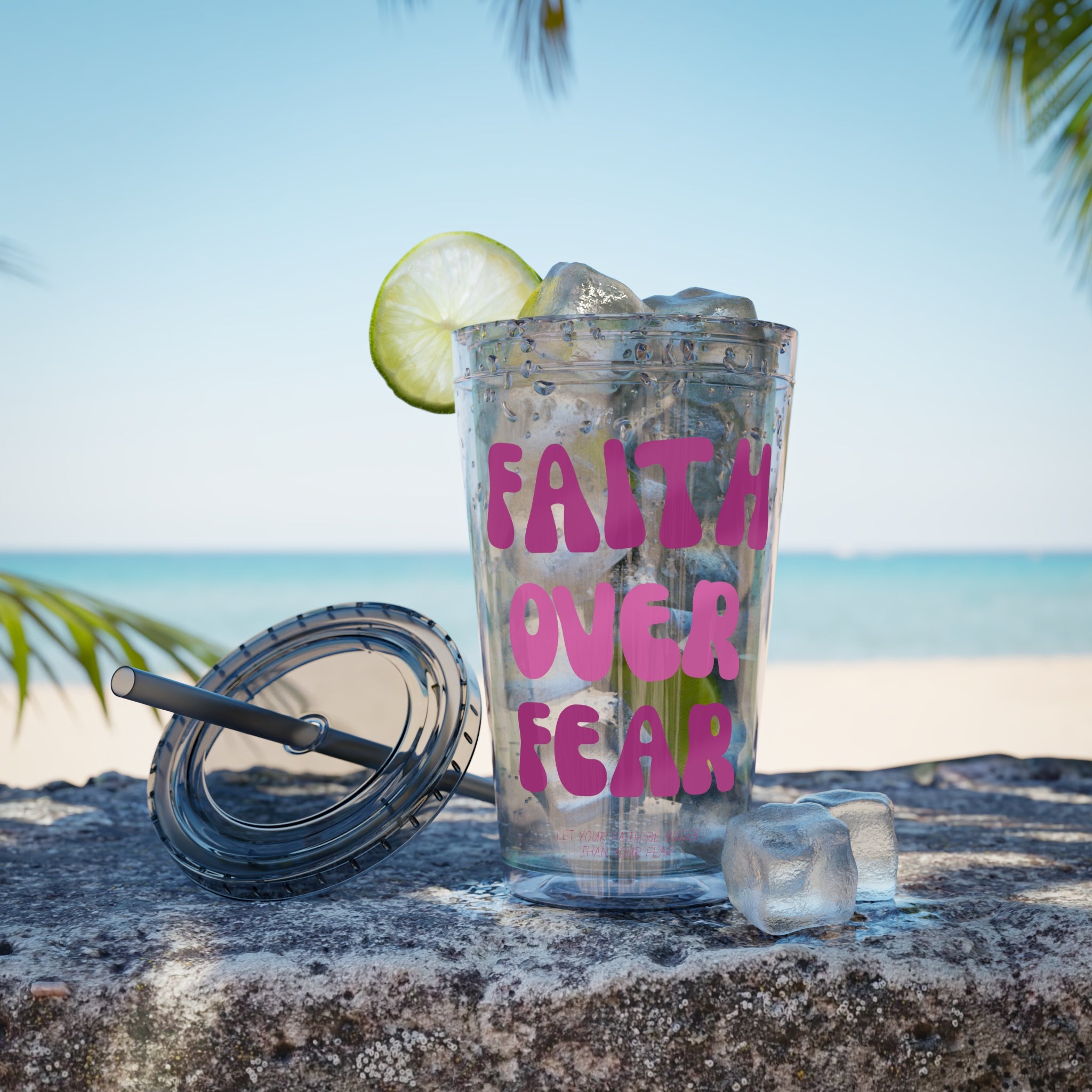 Faith Over Fear Sunsplash 16oz Tumbler With Straw