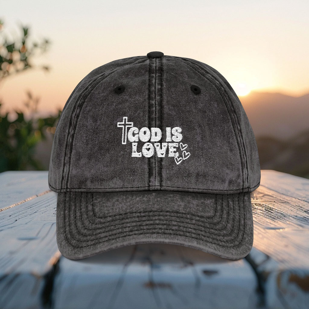 God Is Love Vintage Embroidered Cap | Distressed Christian Baseball Hat | OTTO 18-1248 Faith Hat