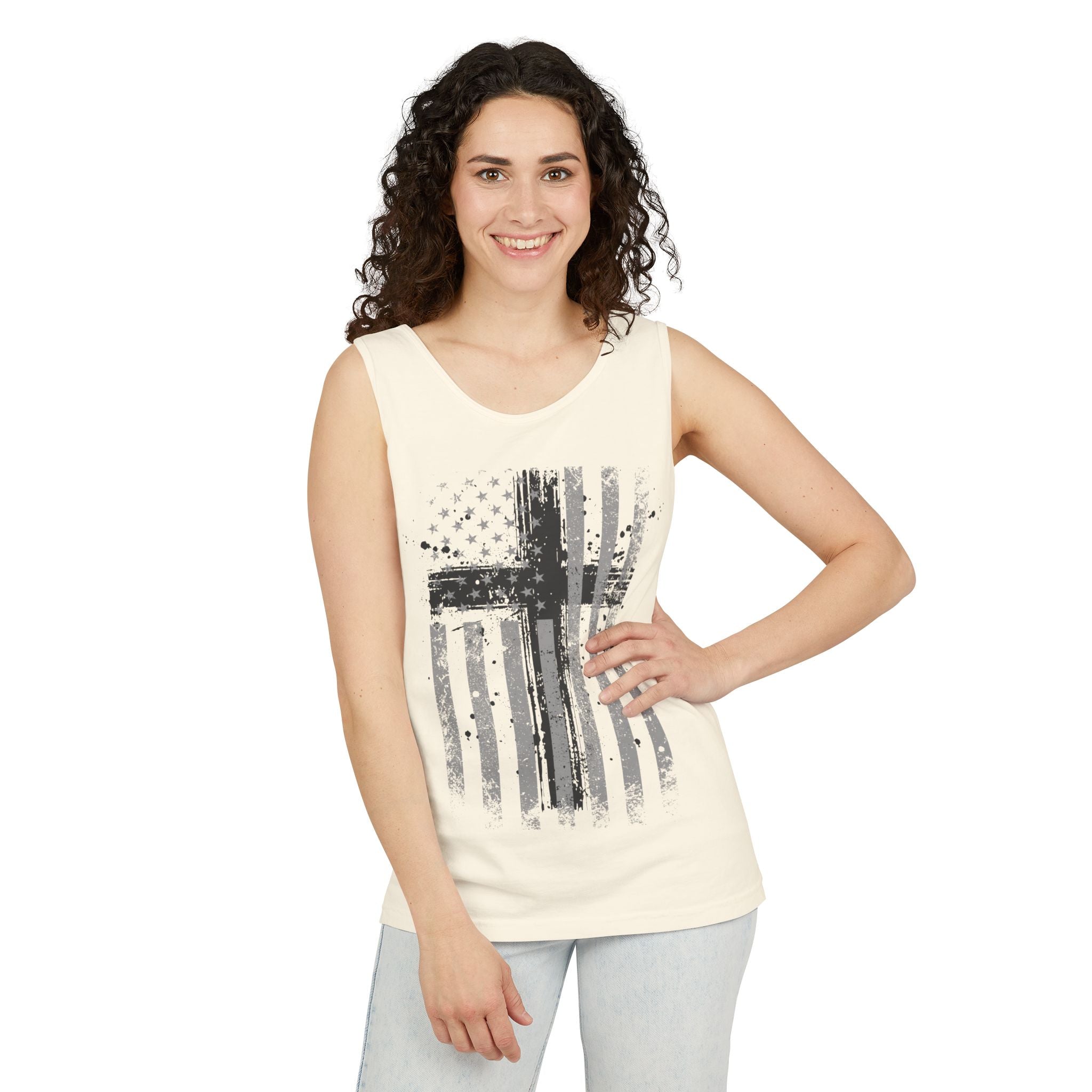 Flag With Cross Unisex Relaxed Fit Tank
