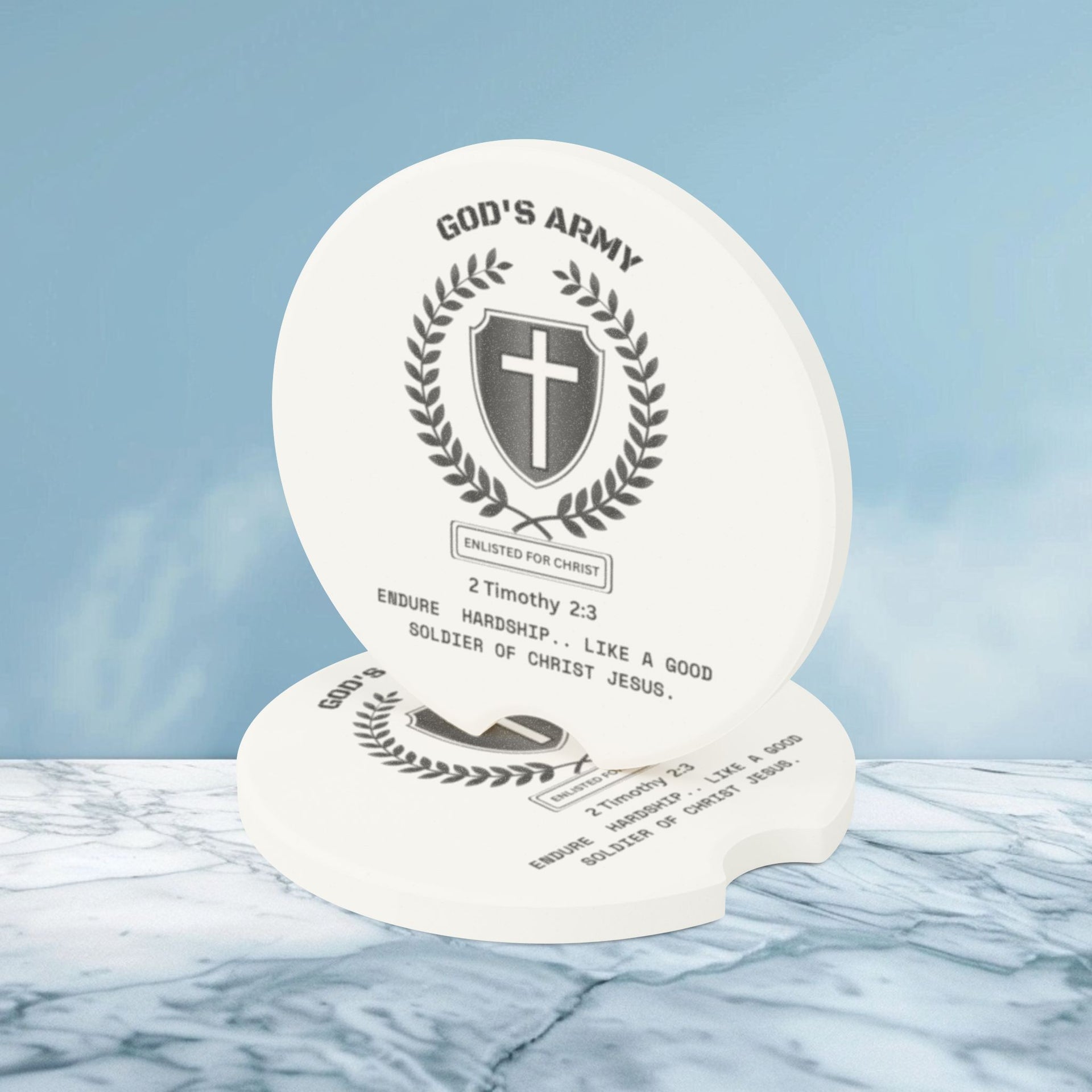 God's Army Soapstone Car Coaster - My Faith My Father