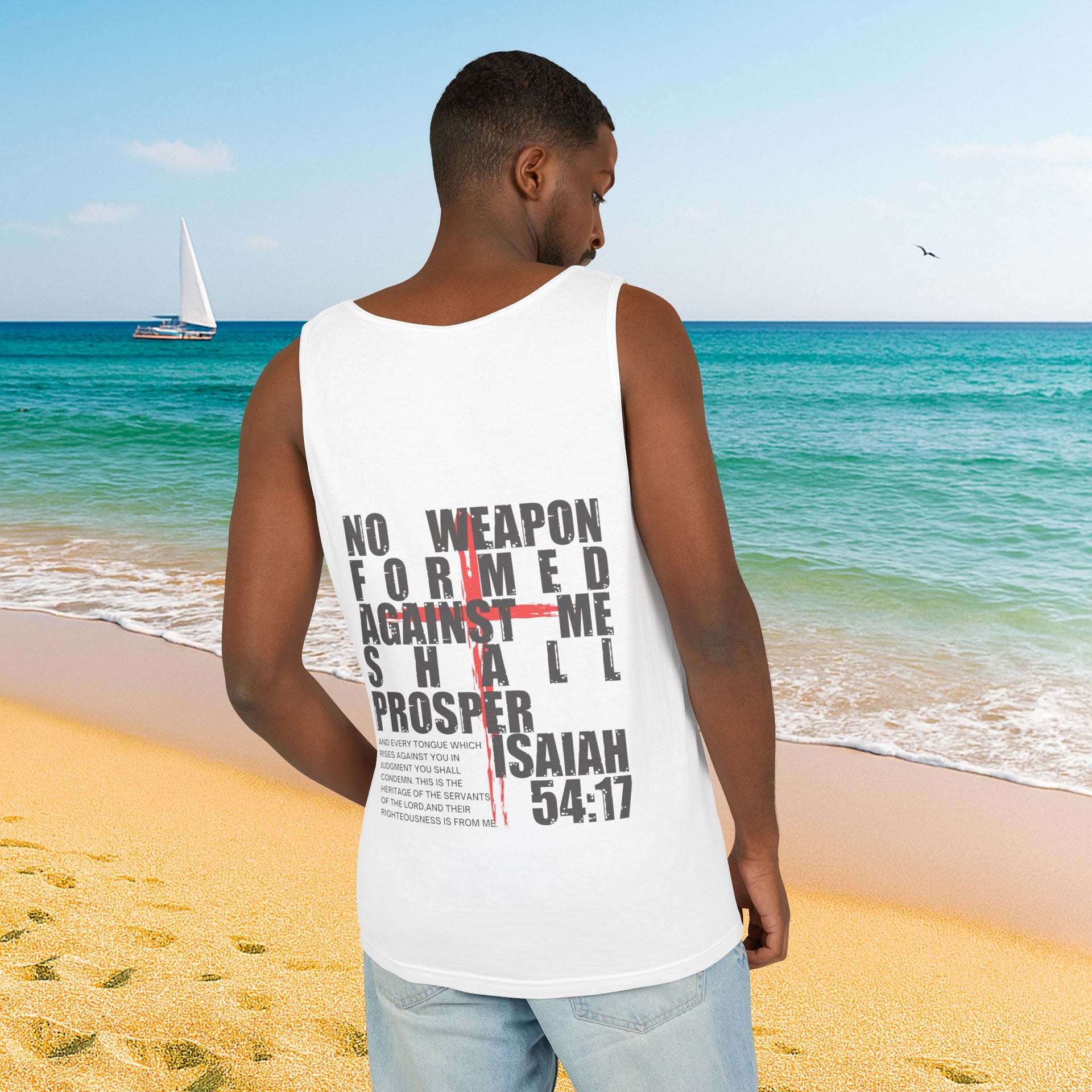 Isaiah 54:17 No Weapon Formed Against Me Relaxed Fit Tank Top - My Faith My Father
