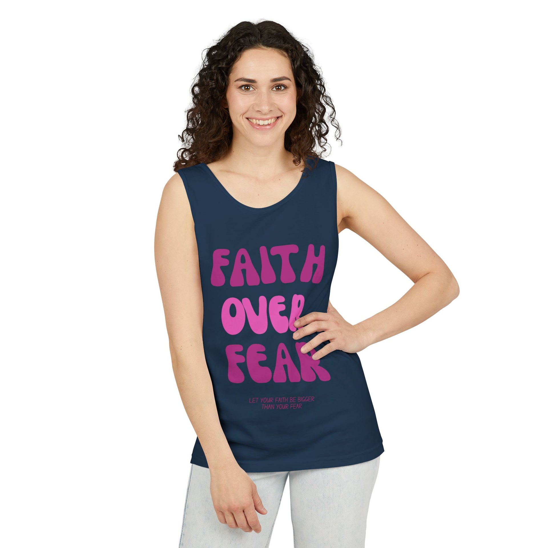 Faith Over Fear Relaxed Fit Tank Top, Inspirational Tee, Motivational Apparel, Summer Fashion, Gift for Her, Unisex Shirt - My Faith My Father