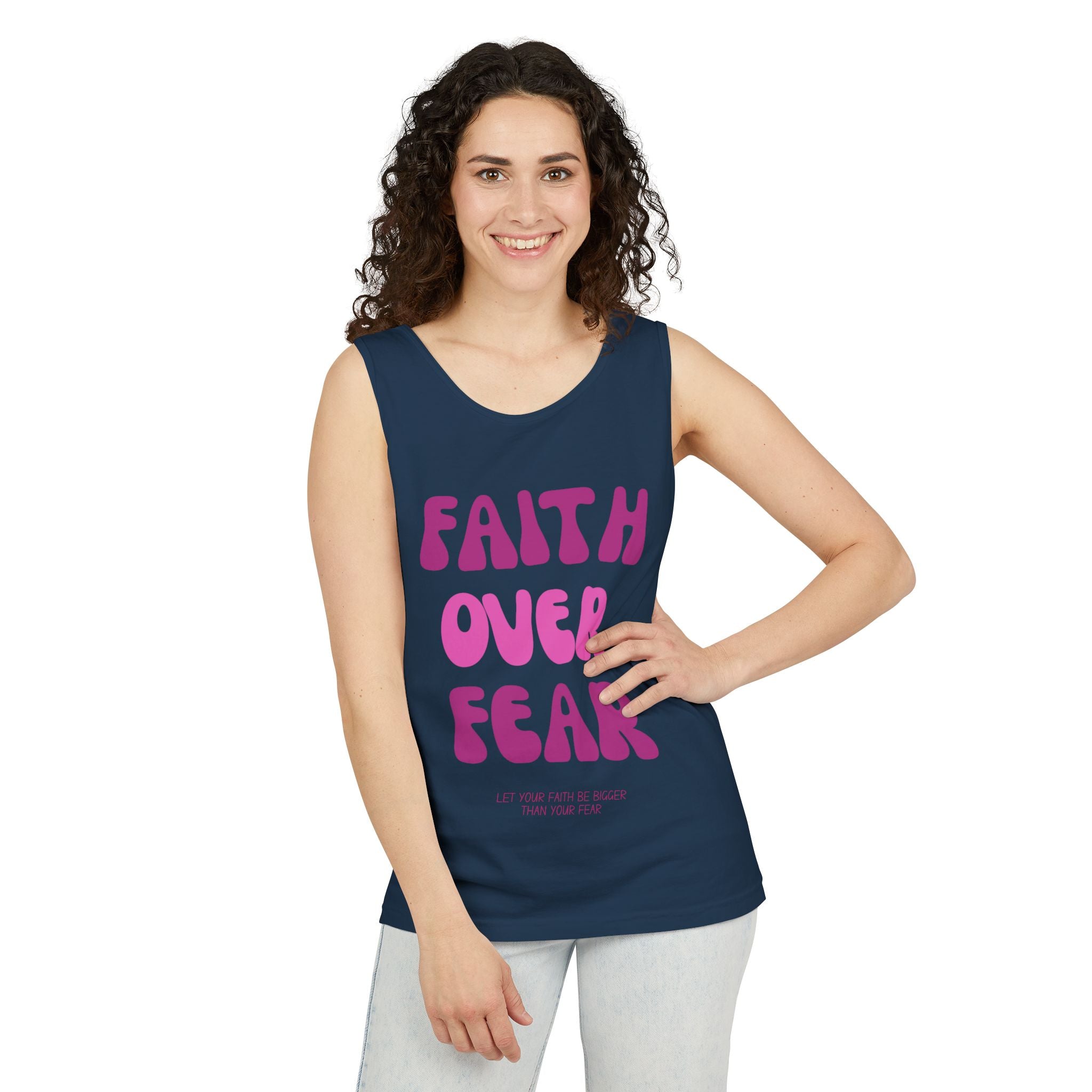 Faith Over Fear Relaxed Fit Tank Top, Inspirational Tee, Motivational Apparel, Summer Fashion, Gift for Her, Unisex Shirt