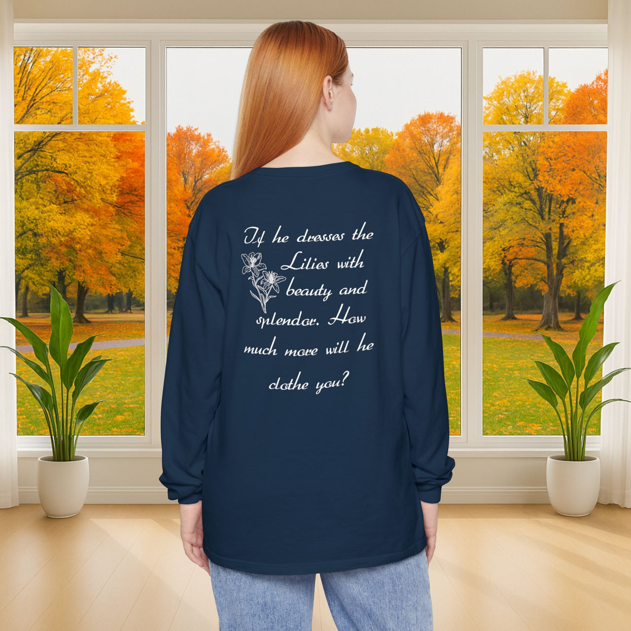 Lilies Unisex Relaxed Fit Long Sleeve T-Shirt - My Faith My Father