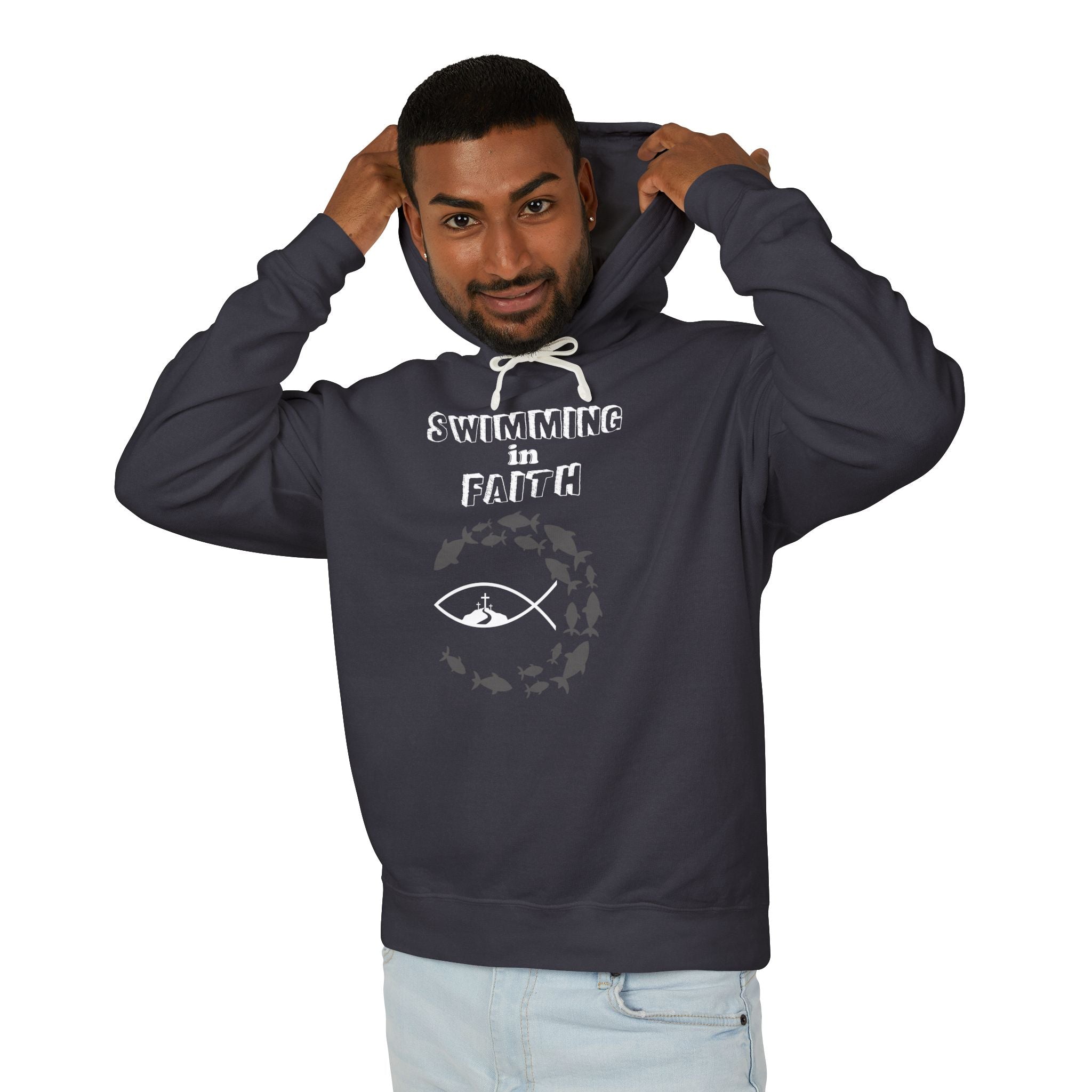 Swimming In Faith Unisex Lightweight Hooded Sweatshirt
