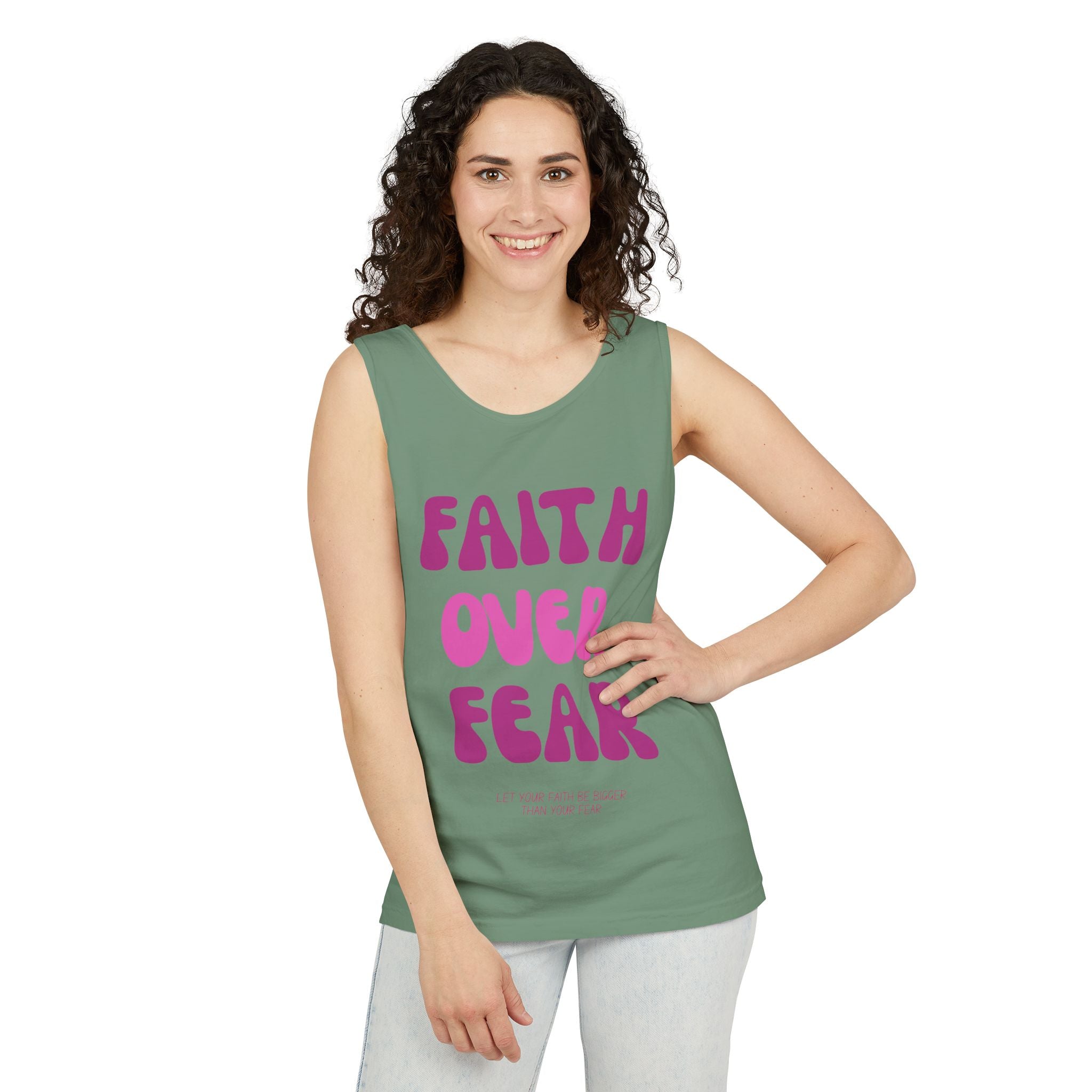 Faith Over Fear Relaxed Fit Tank Top, Inspirational Tee, Motivational Apparel, Summer Fashion, Gift for Her, Unisex Shirt