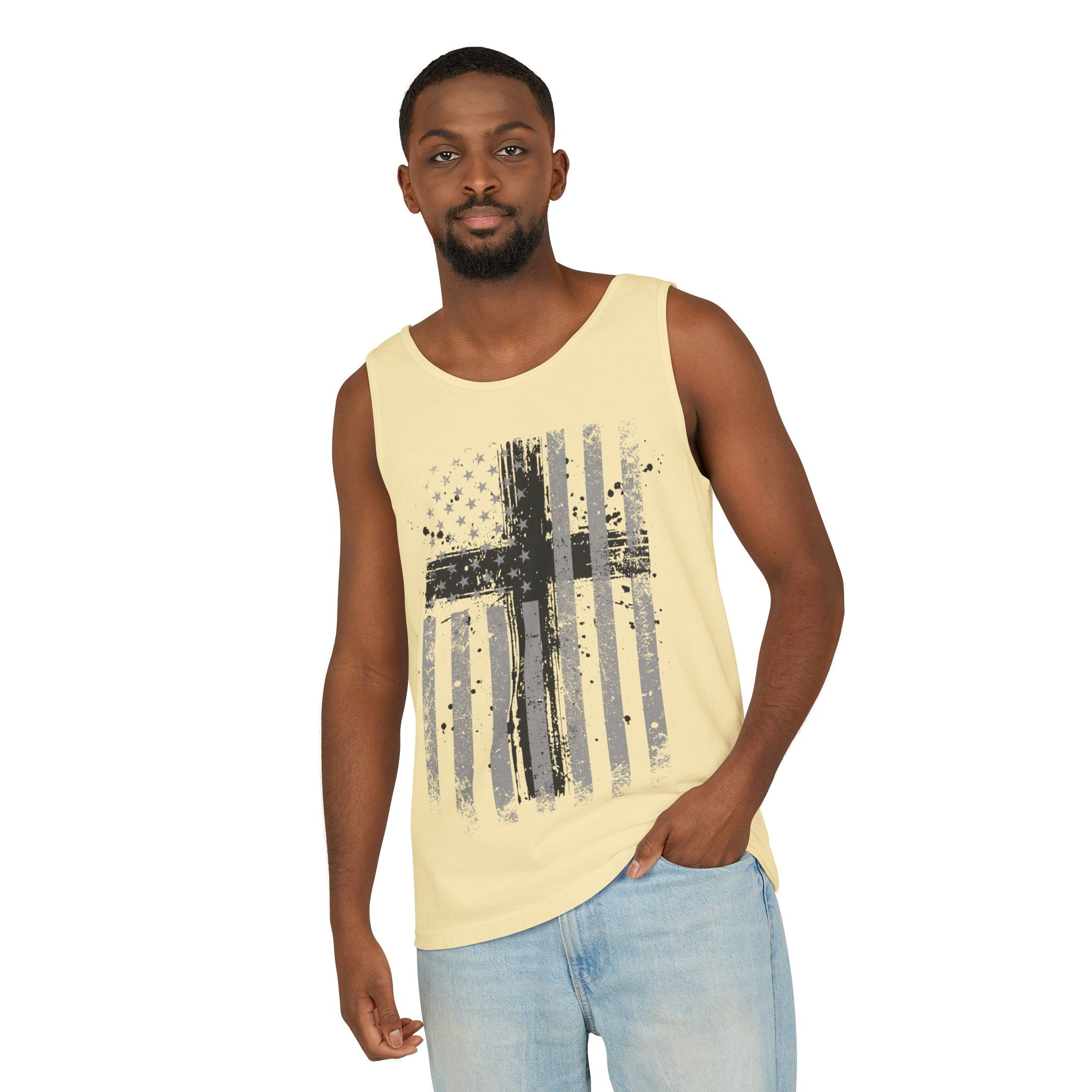 Flag With Cross Unisex Relaxed Fit Tank