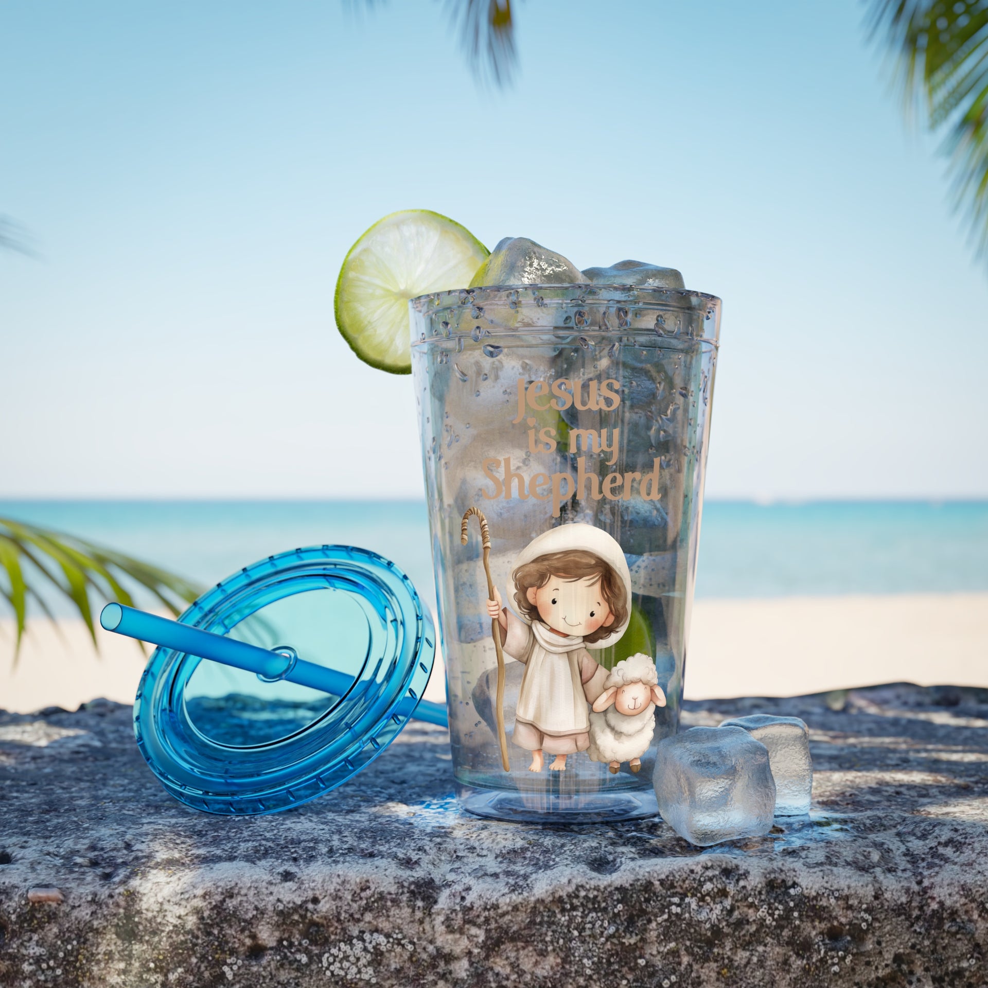 Jesus Is My Shepherd Sunsplash 16oz Tumbler With Straw - My Faith My Father