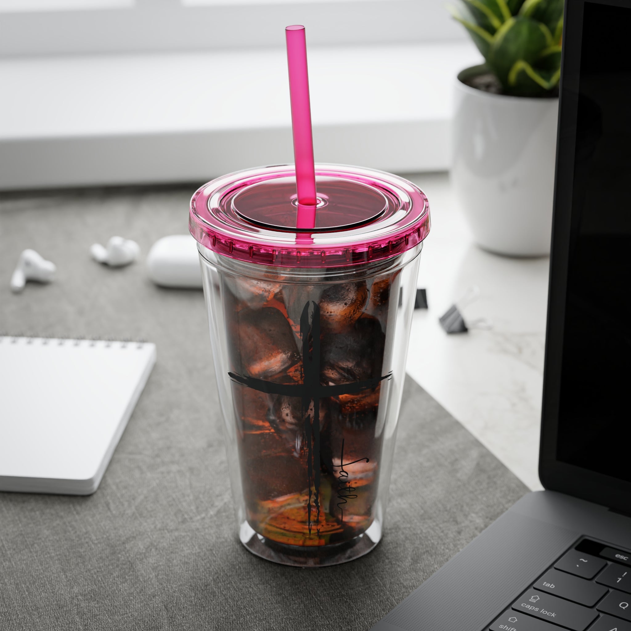 Cross With Faith Sunsplash 16oz Tumbler with Straw