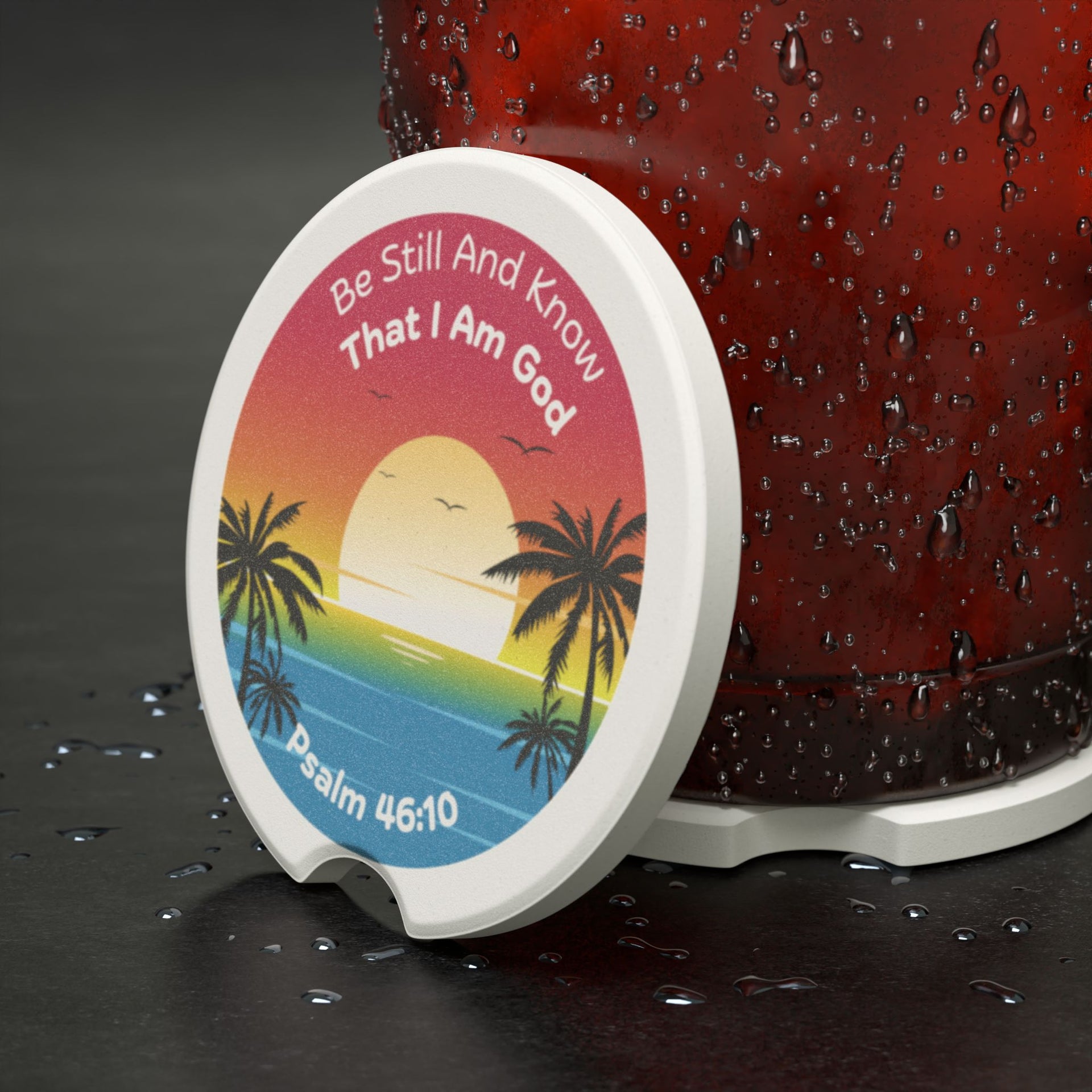 Be Still And Know That I Am God - Psalm 46:10 Soapstone Car Coaster - My Faith My Father