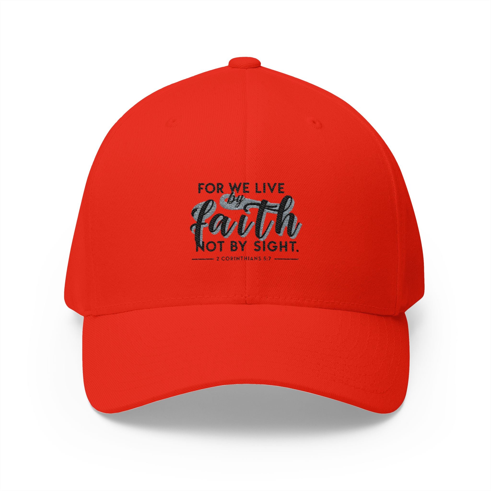 For We Live By Faith Flexfit Hat