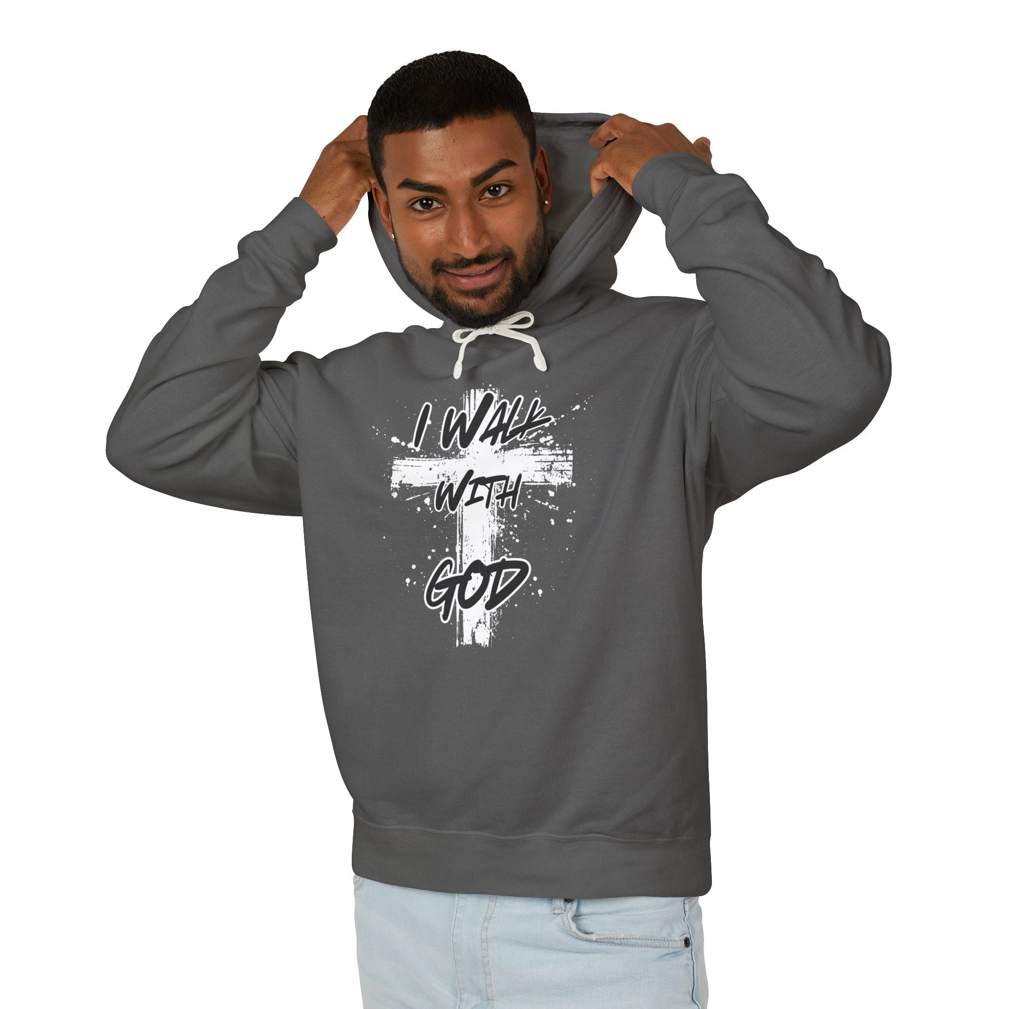 I Walk With God Unisex Relaxed Fit Lightweight Hooded Sweatshirt