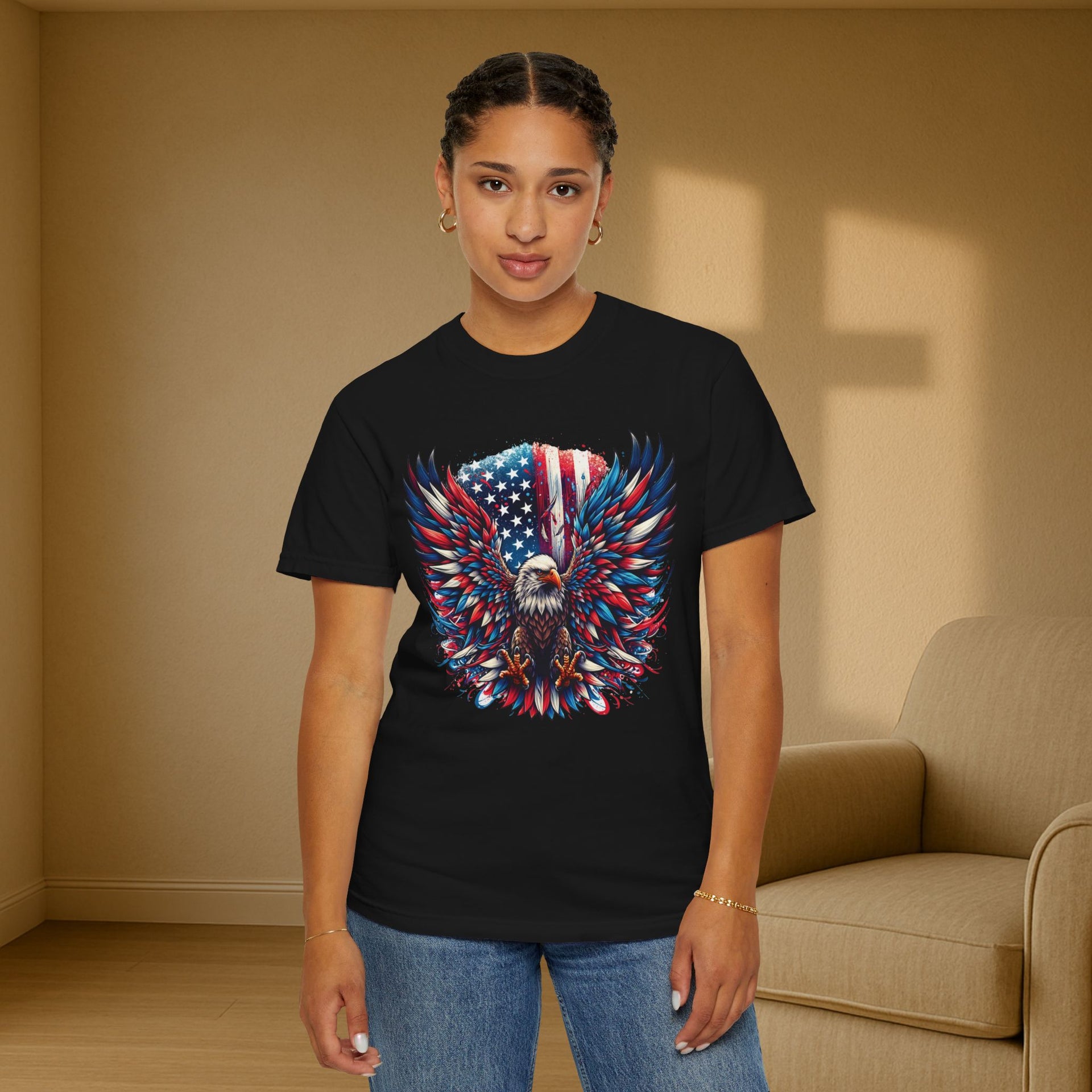 Eagle with Flag Unisex Relax Fit T-Shirt - My Faith My Father