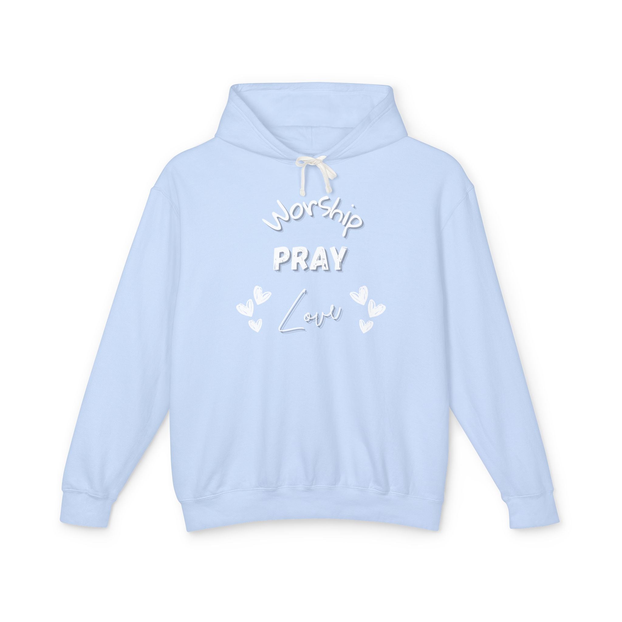 Worship, Pray, Love Unisex Lightweight Hooded Sweatshirt