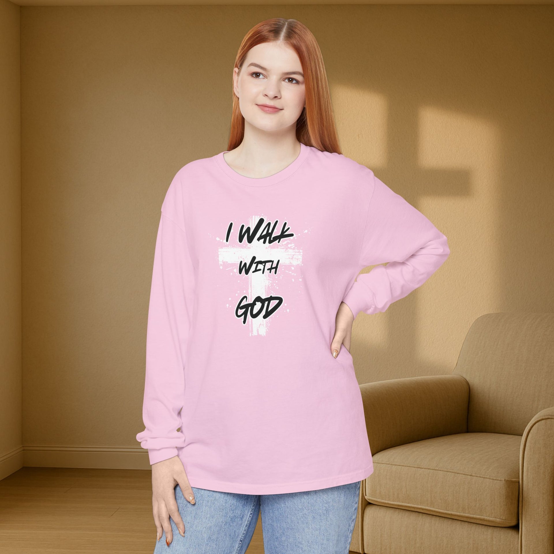 I Walk with God Unisex Relaxed Fit Long Sleeve T-Shirt - My Faith My Father