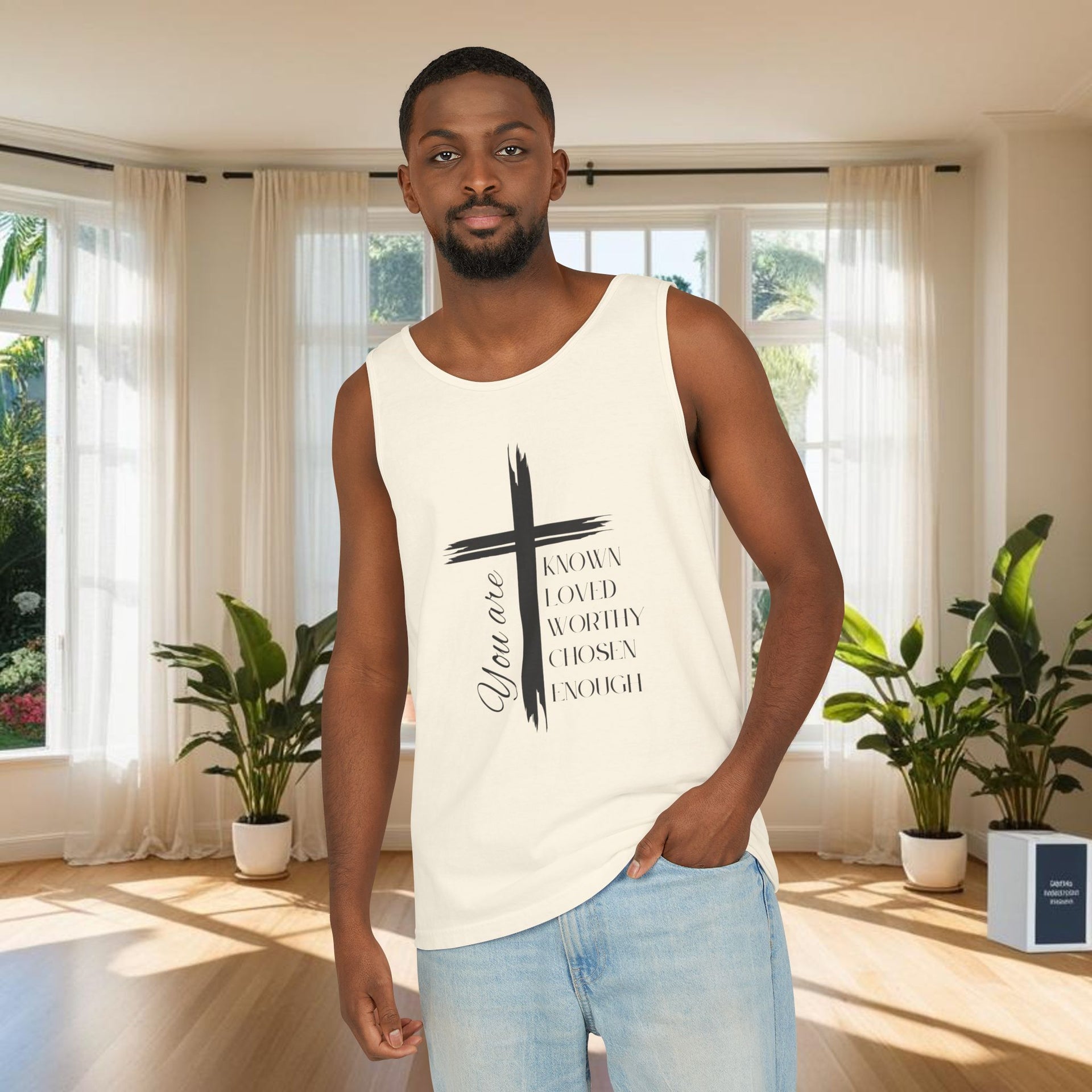 You Are Known, Loved, Worthy, Chosen, Enough Unisex Relaxed Fit Tank Top - My Faith My Father