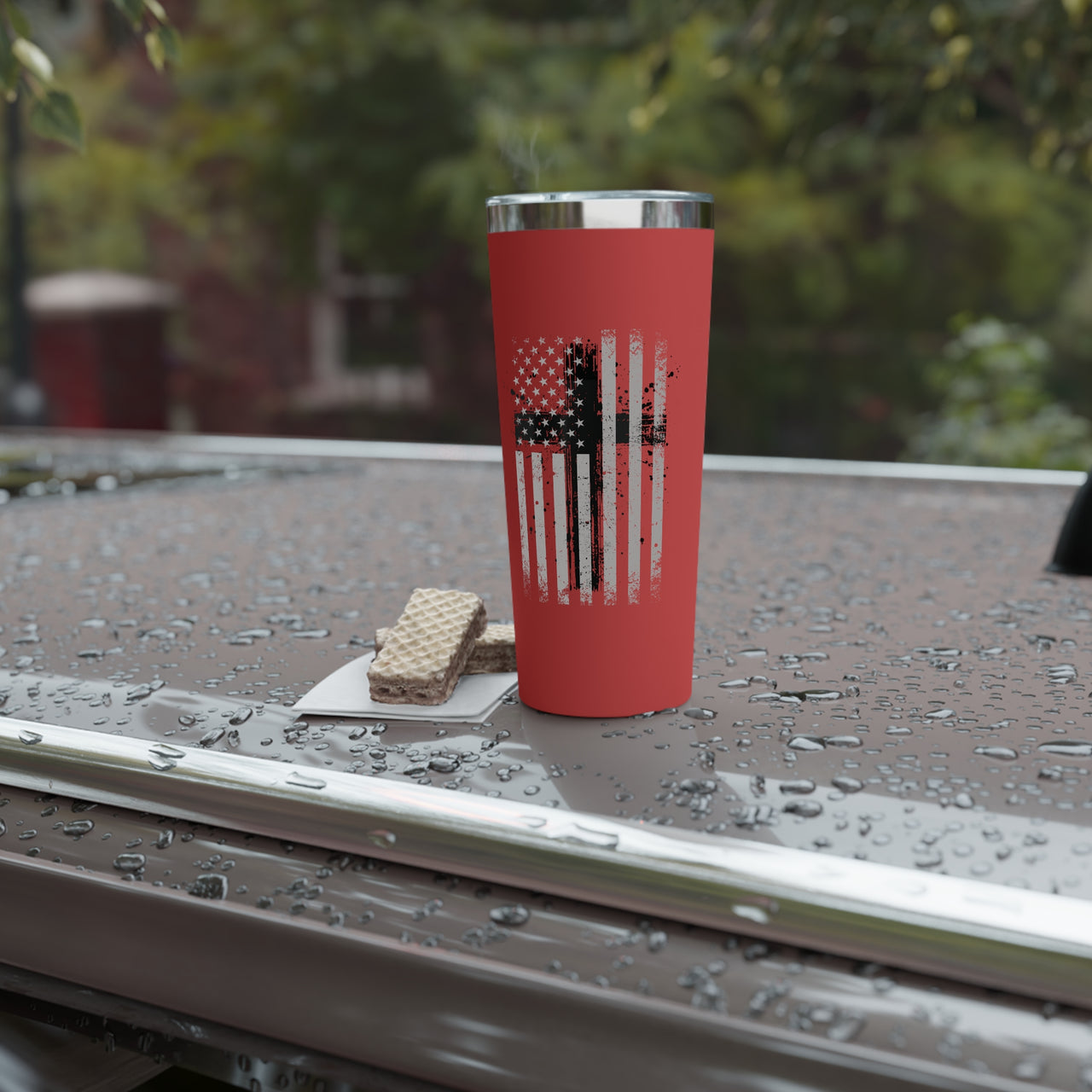 Flag With Cross 22oz Copper Vacuum Insulated Tumbler - My Faith My Father