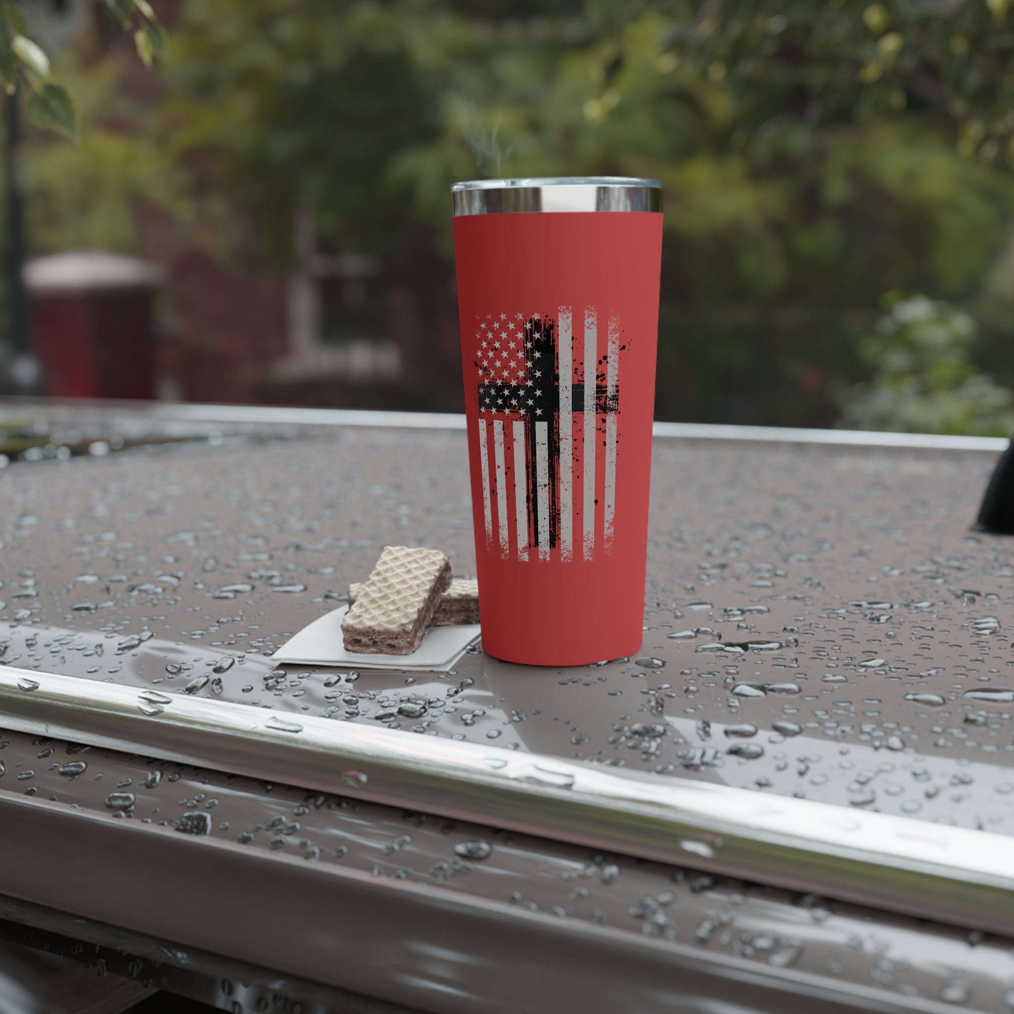 Flag With Cross 22oz Copper Vacuum Insulated Tumbler