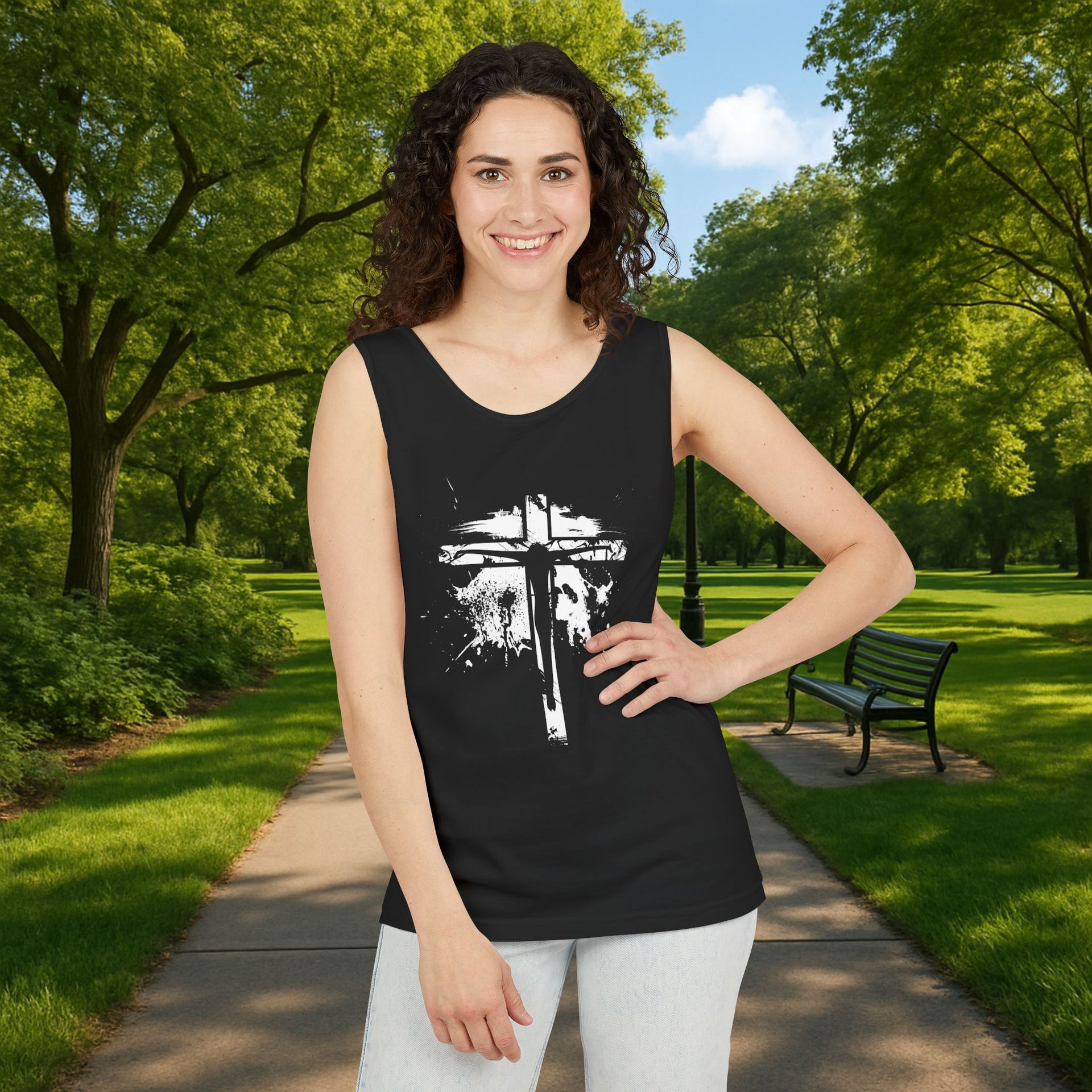 Jesus On Cross Unisex Relaxed Fit Tank Top - My Faith My Father