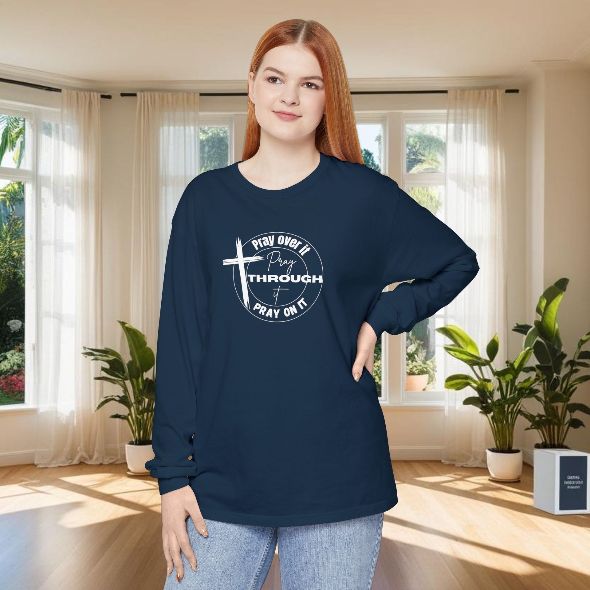 Pray Over It Unisex Relaxed Fit Long Sleeve T-Shirt - My Faith My Father
