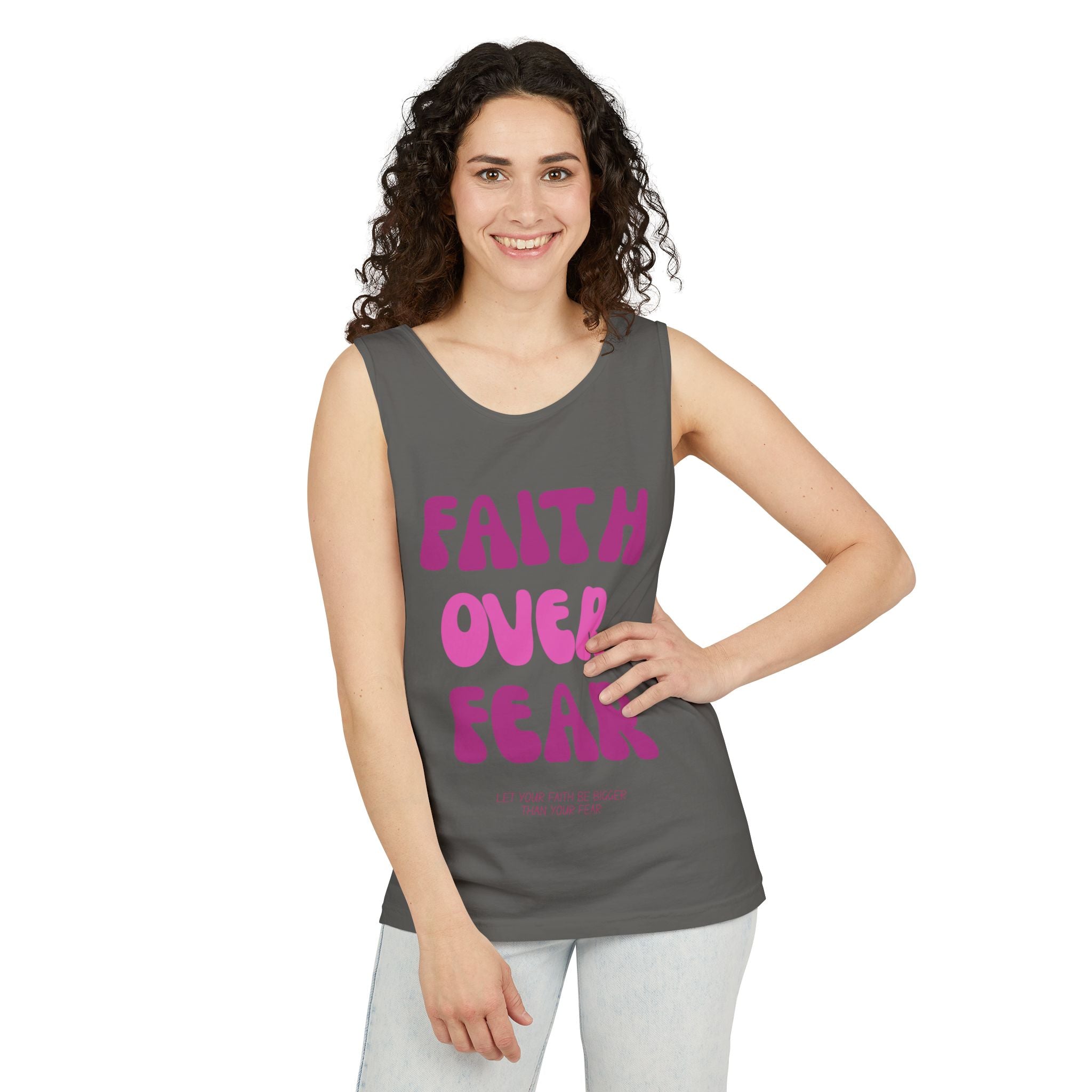 Faith Over Fear Relaxed Fit Tank Top, Inspirational Tee, Motivational Apparel, Summer Fashion, Gift for Her, Unisex Shirt