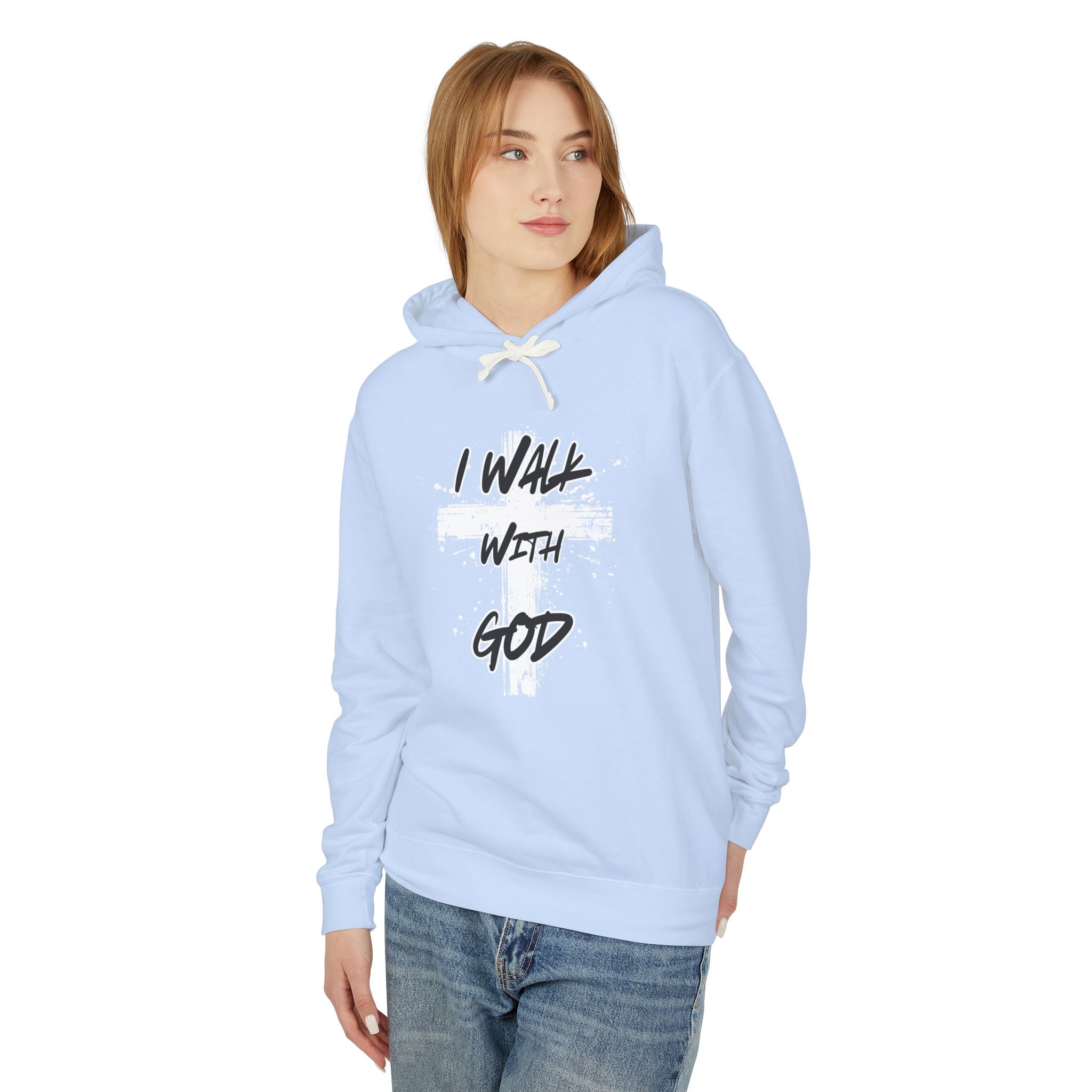 I Walk With God Unisex Relaxed Fit Lightweight Hooded Sweatshirt