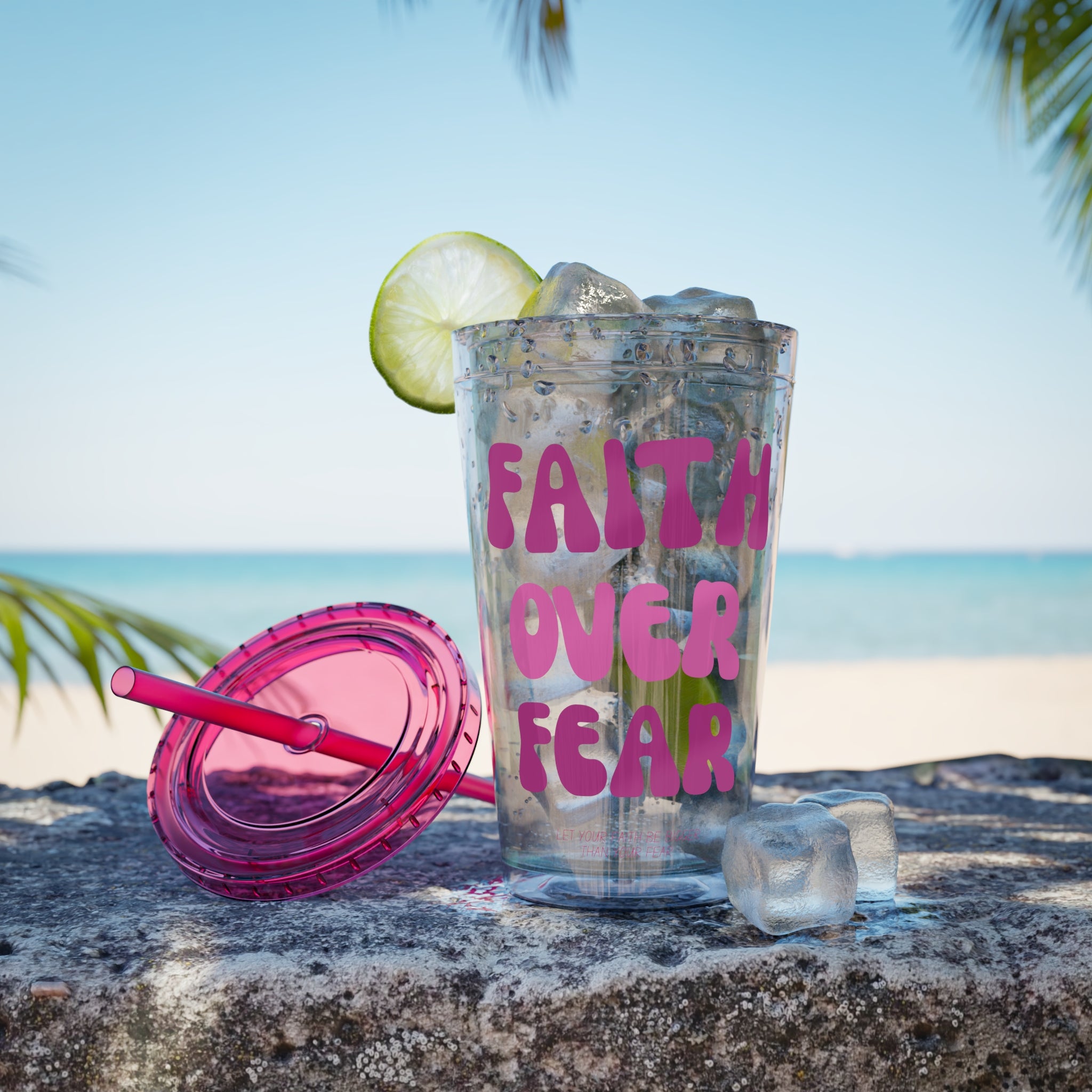 Faith Over Fear Sunsplash 16oz Tumbler With Straw