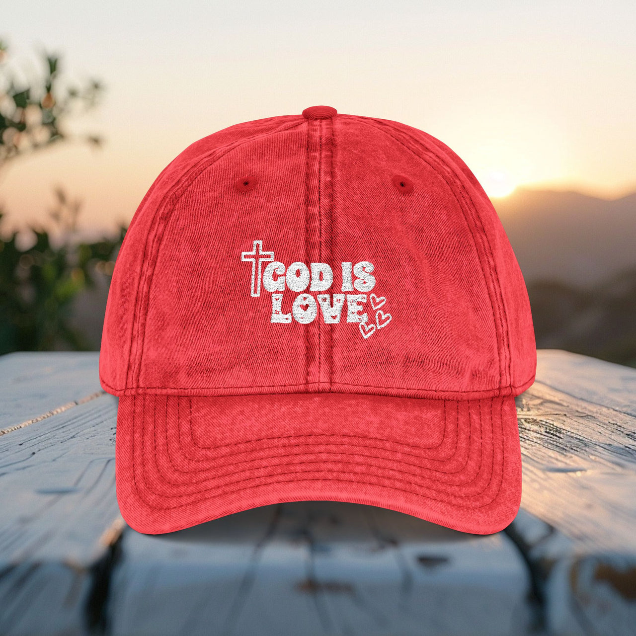 God Is Love Vintage Embroidered Cap | Distressed Christian Baseball Hat | OTTO 18-1248 Faith Hat