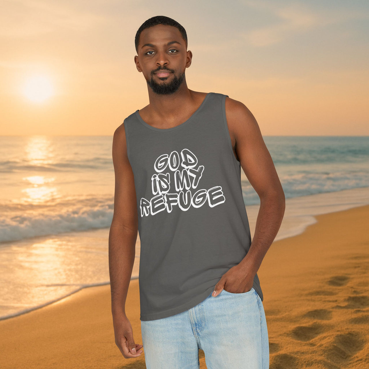 God is My Refuge Unisex Relaxed Fit Tank Top - My Faith My Father
