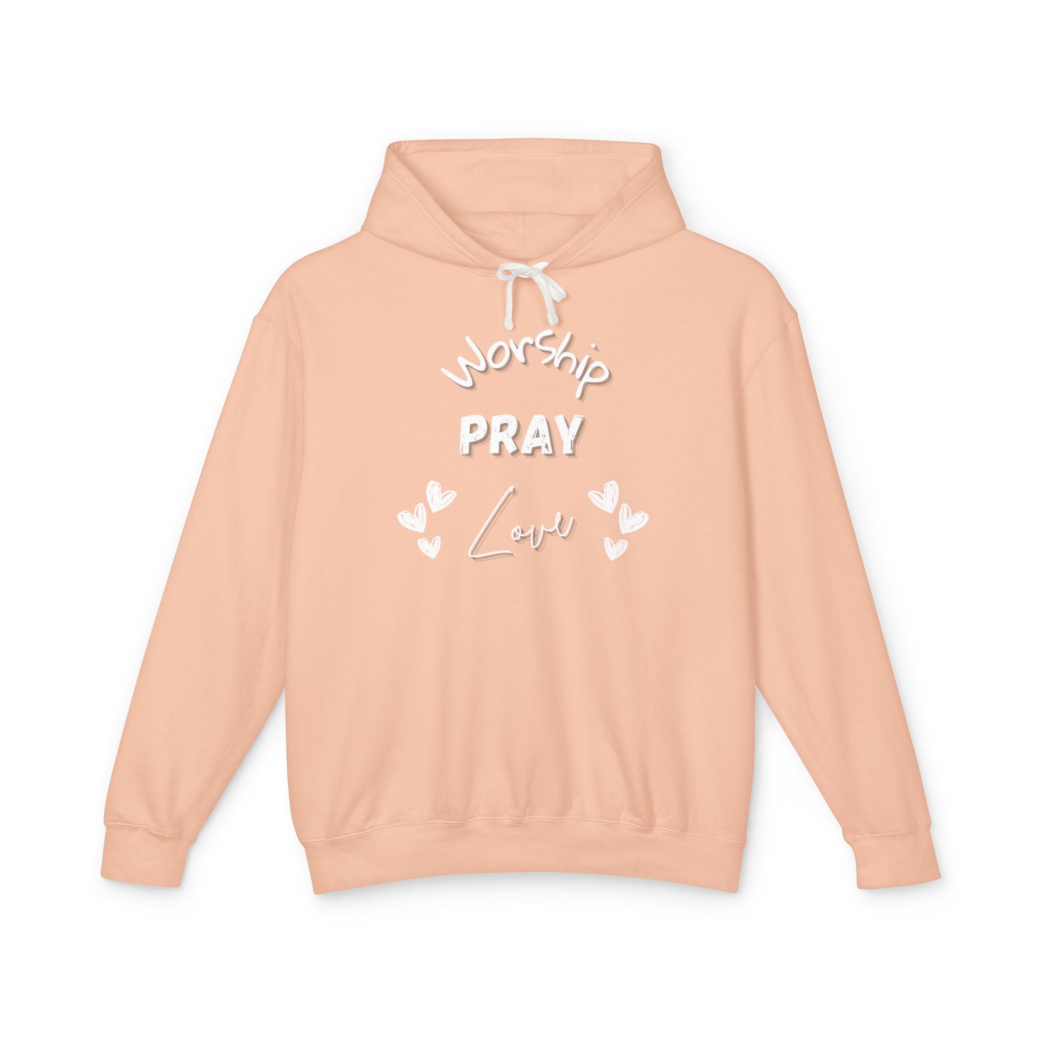 Worship, Pray, Love Unisex Lightweight Hooded Sweatshirt