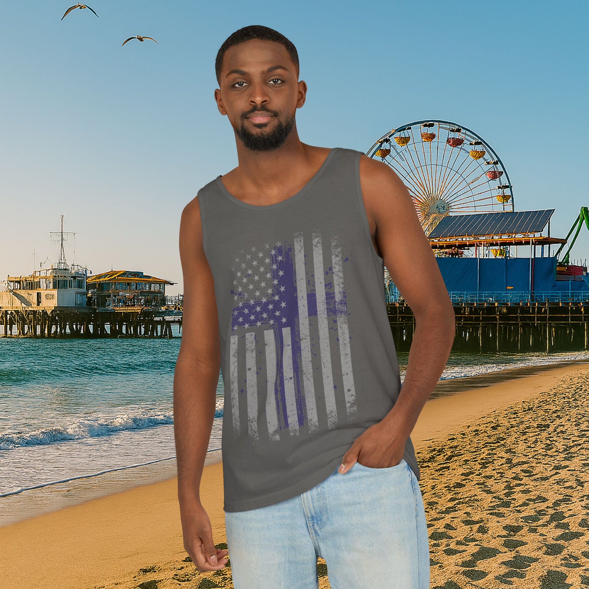 Flag With Cross Unisex Relaxed Fit Tank Top - My Faith My Father